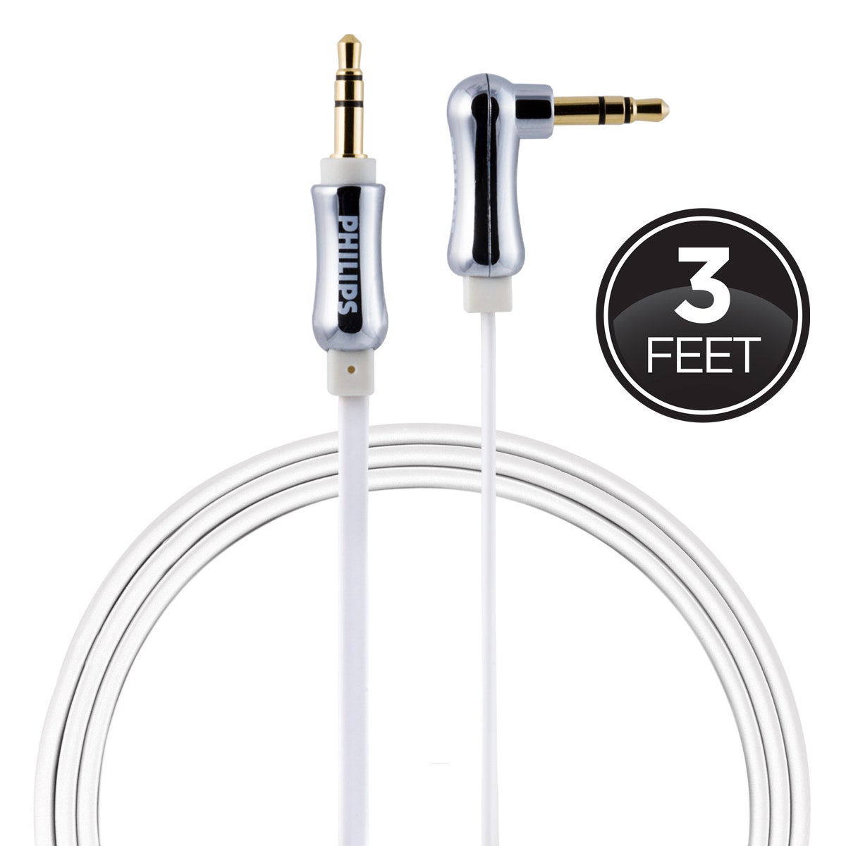 Philips 3ft. 3.5mm Flat Auxiliary Audio Cable, White
