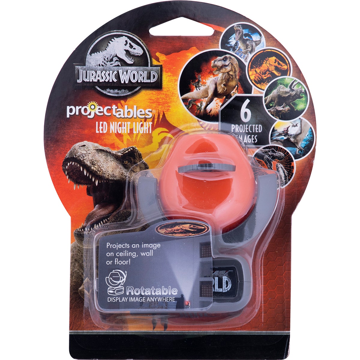 Projectables Jurassic World Light Sensing 6-Image LED Night Light, Black