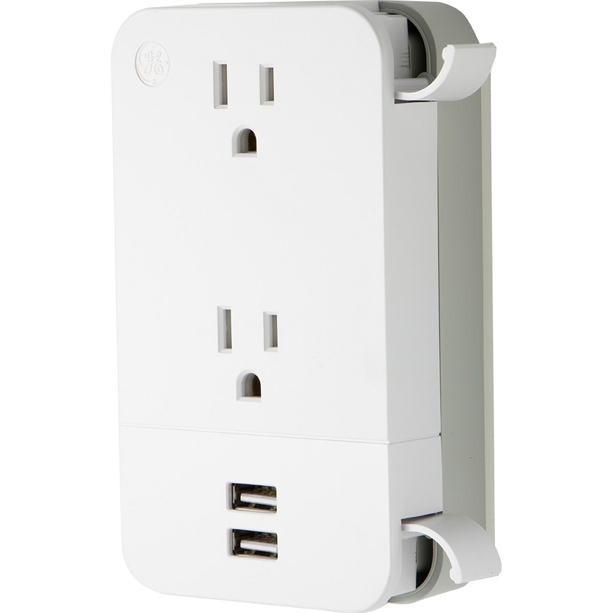 GE 2-Outlet 2-USB Charging Station with Cable Management, White