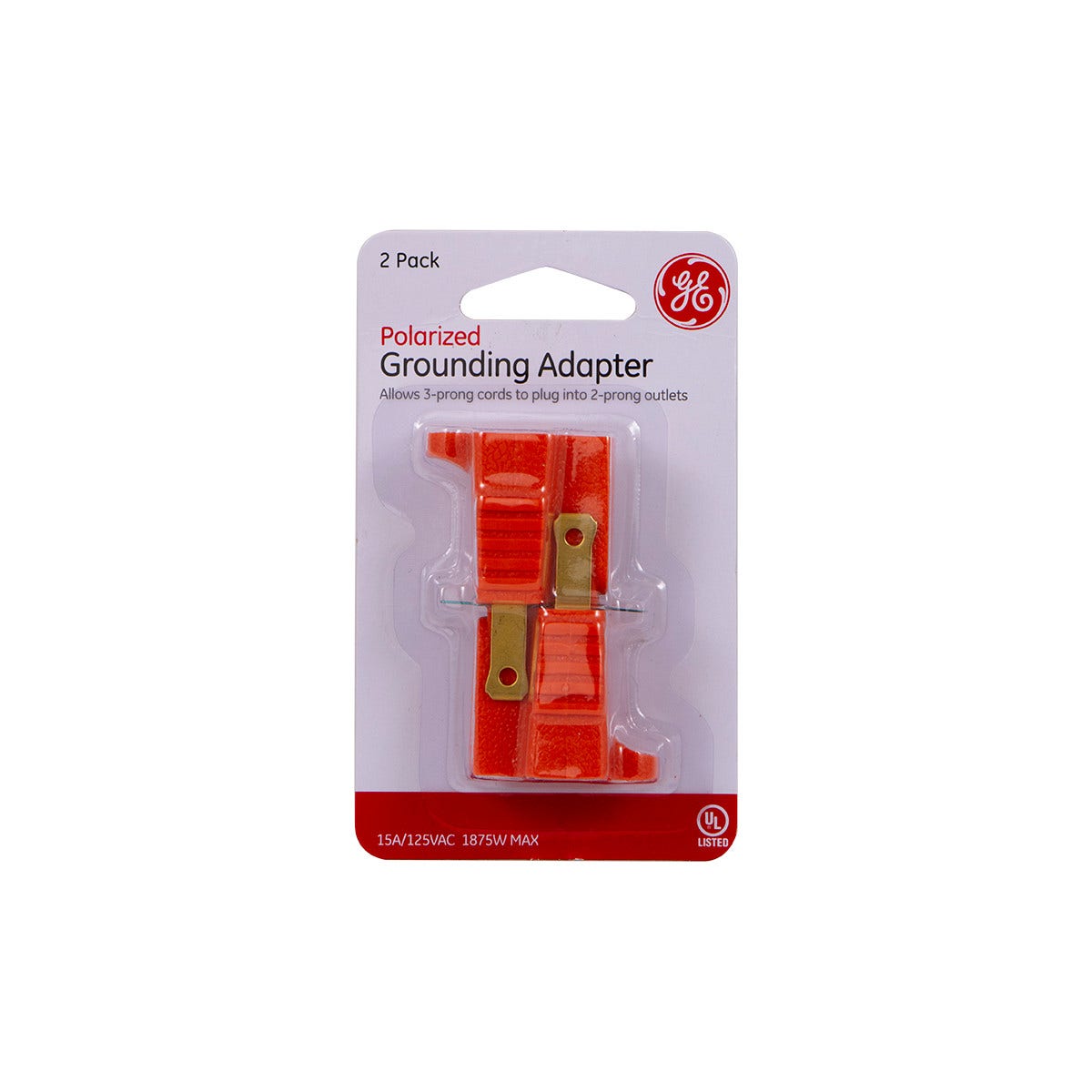 GE Polarized Grounded Adapter, 2 Pack, Orange