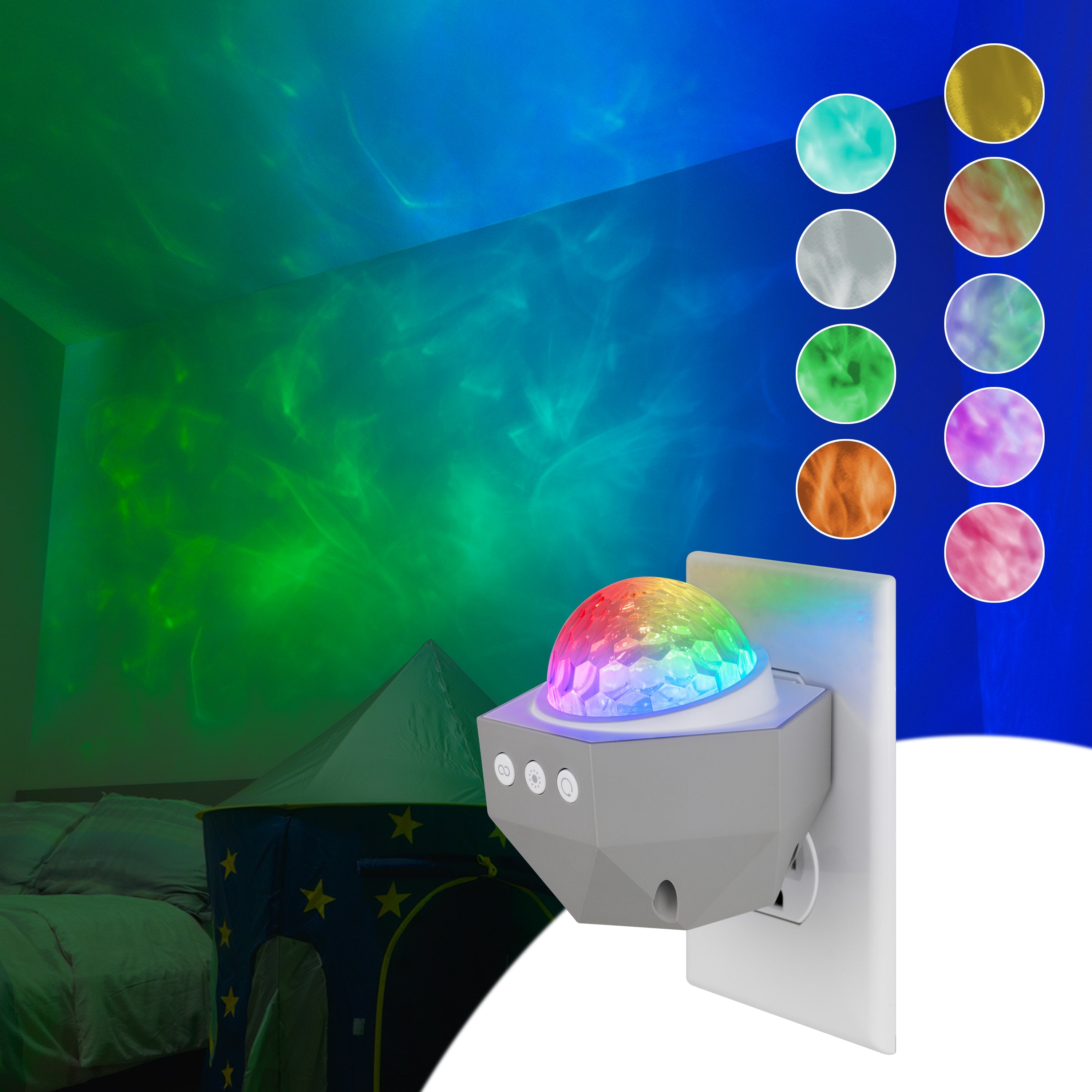 Enbrighten Galaxy Wave Plug-In Projector LED Night Light, White