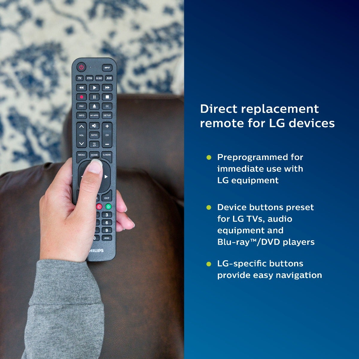 Philips 4-Device LG Replacement Remote, Black