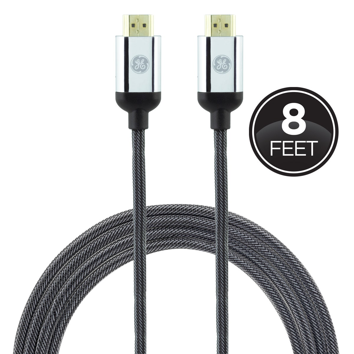 GE UltraPro Premium 8ft. 4K HDMI Cable with Ethernet, Silver