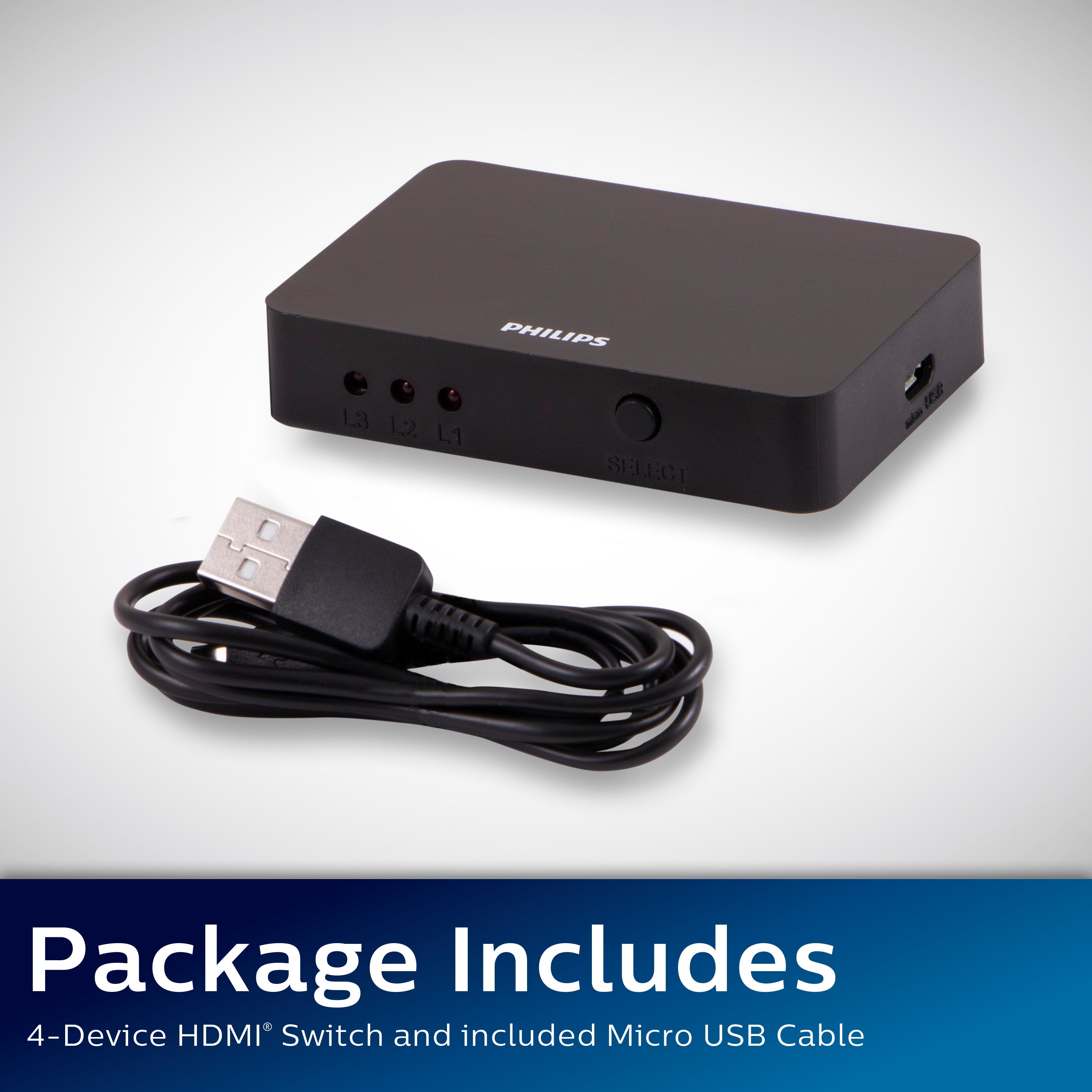 Philips 3-Device HDMI Switch, Black