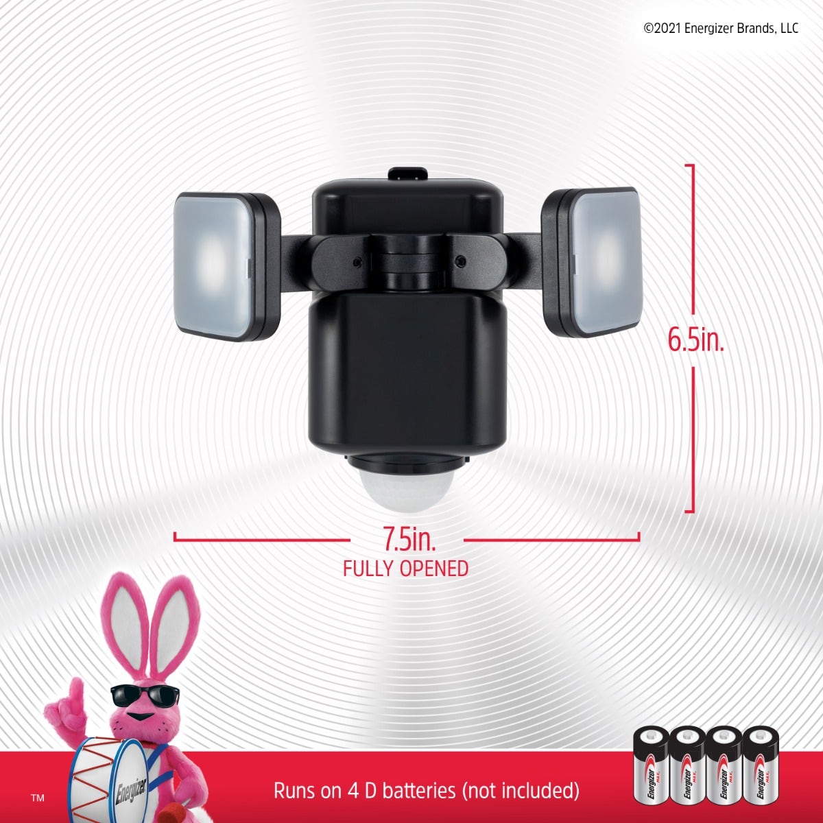Energizer Outdoor 2-Head Motion-Sensing LED Security Light, Black