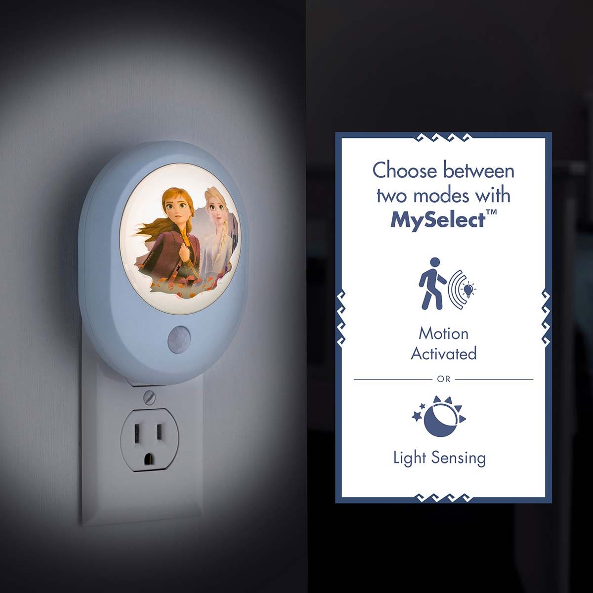 Disney Frozen II Motion-Sensing Light Sensing LED Night Light, Blue