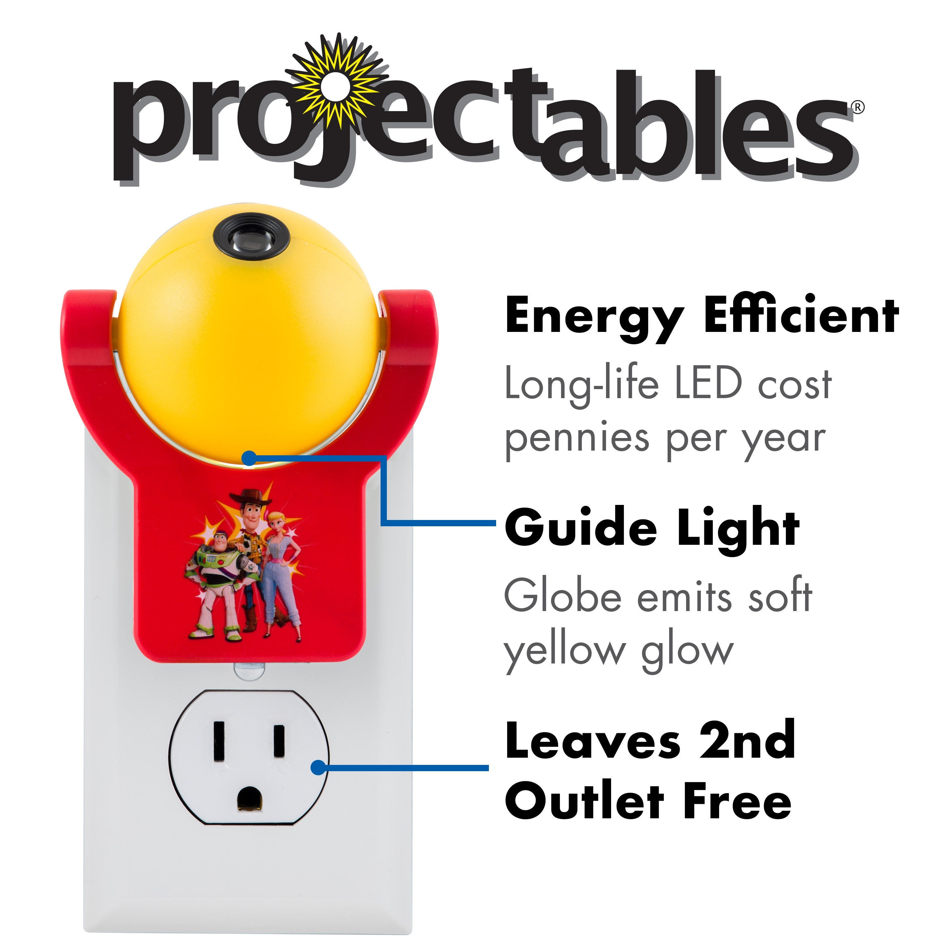 Projectables Disney Pixar Toy Story 4 Light Sensing LED Night Light, Red