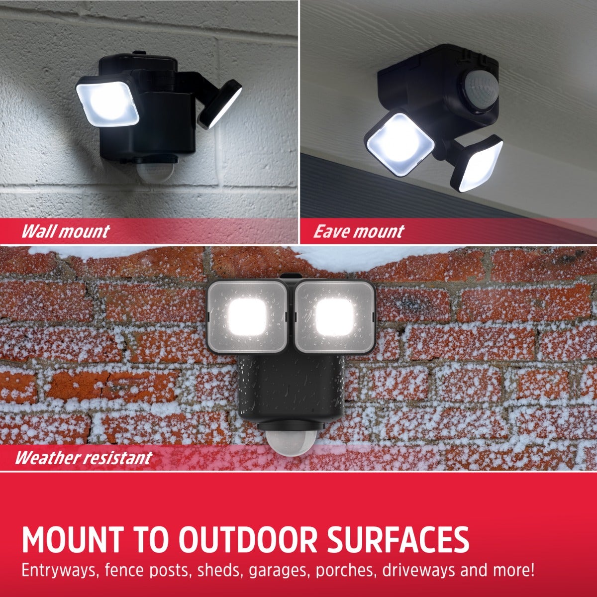 Energizer Outdoor 2-Head Motion-Sensing LED Security Light, Black