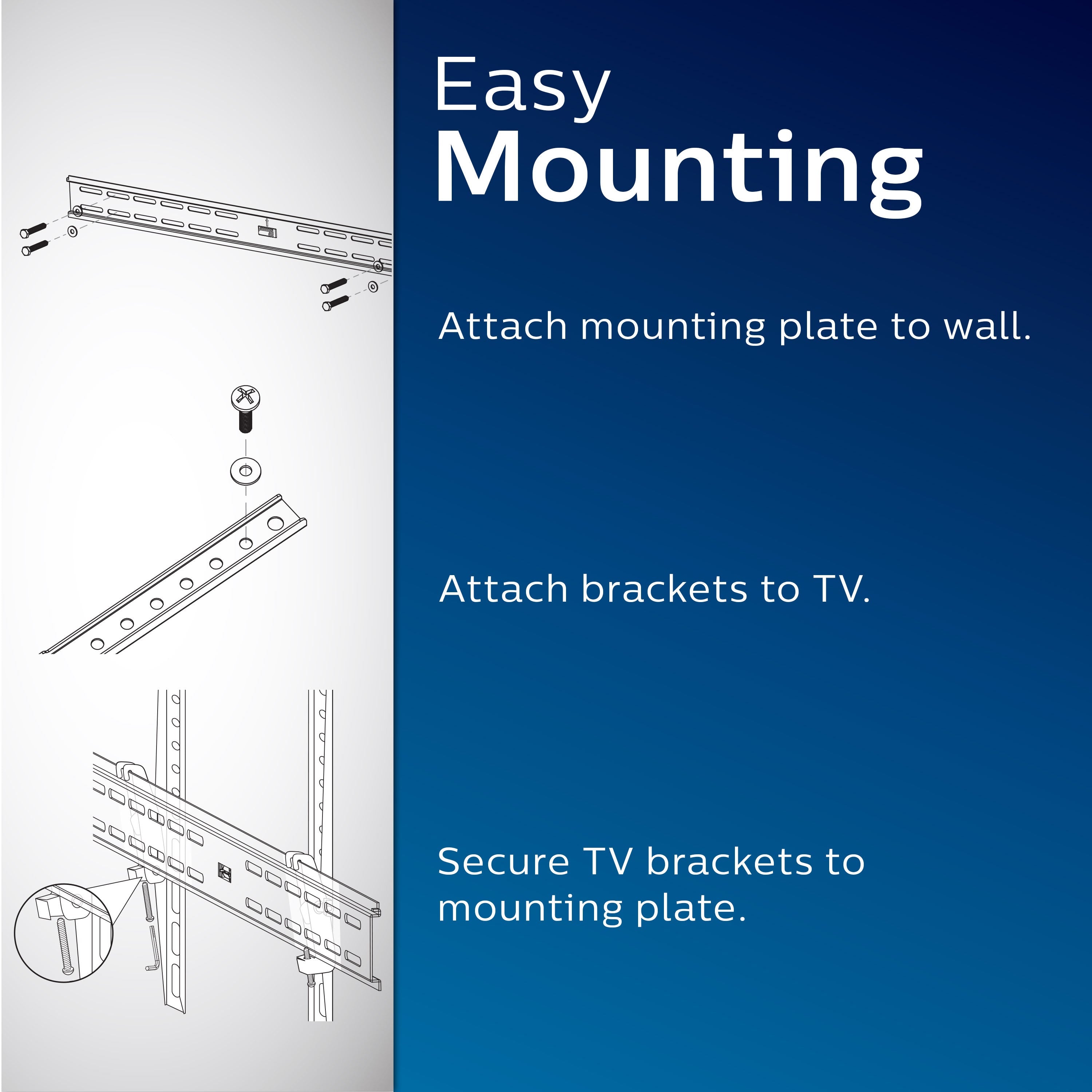 Philips Large Flat-Screen TV Tilt Wall Mount, Up to 100in., Black