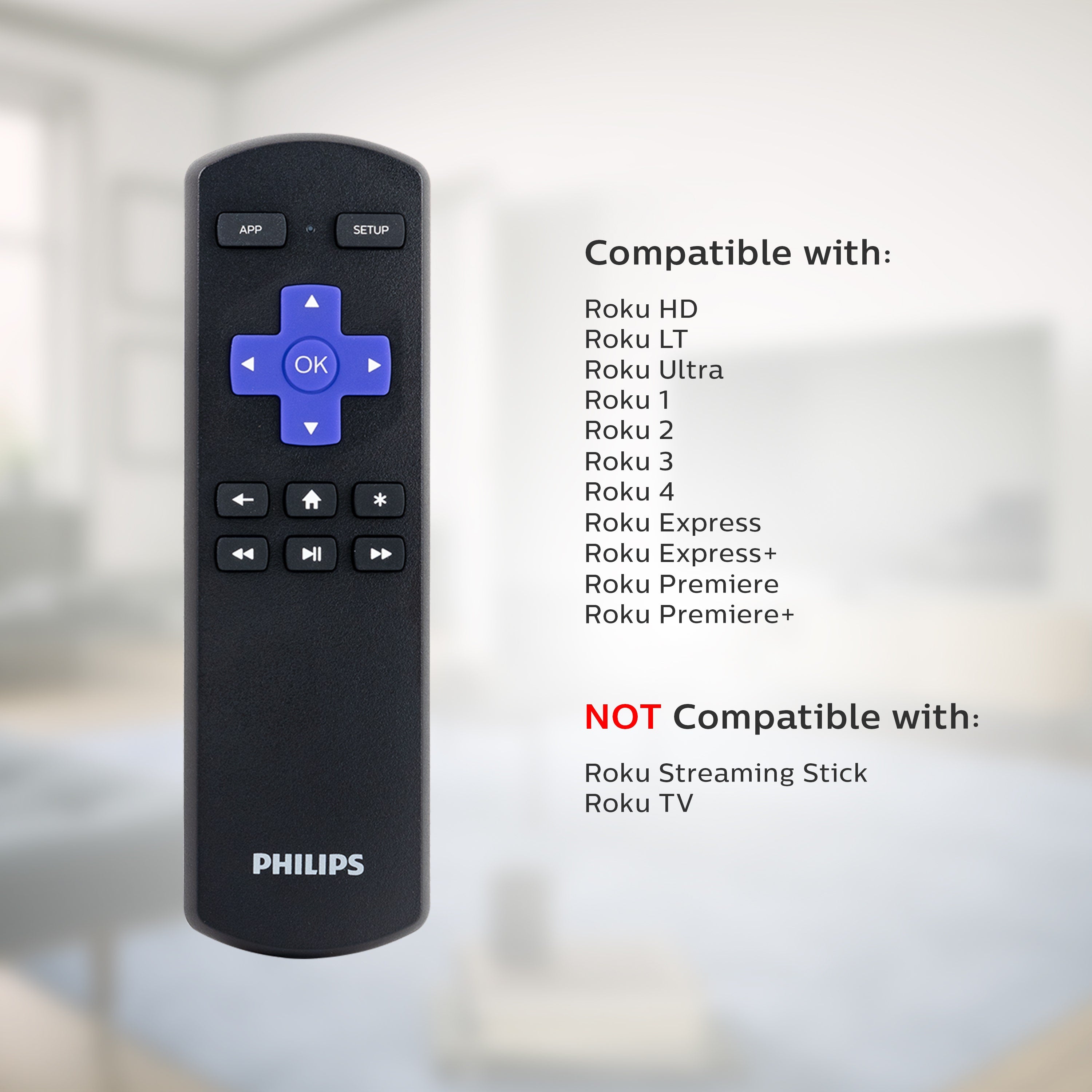 Philips Roku Replacement Remote, Black
