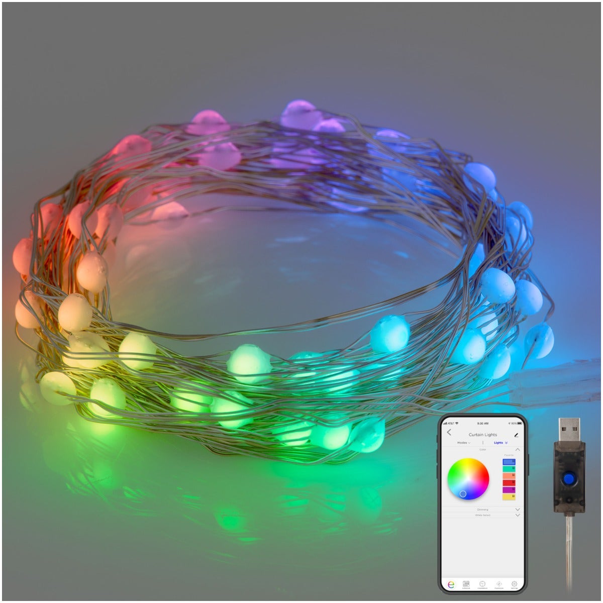 Enbrighten WiFi VIBE Color-Changing LED Fairy String Lights, 60 Lights, 20ft.