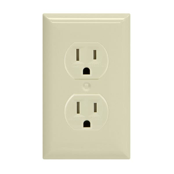 GE Grounding Tamper Resistant Safety Outlet, Light Almond
