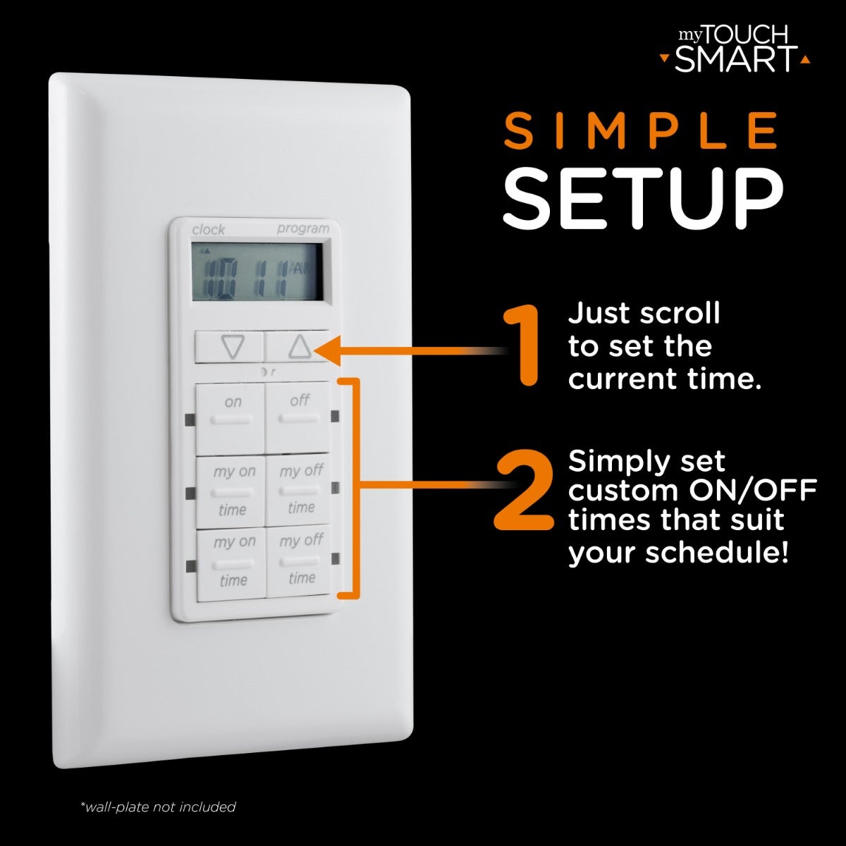 myTouchSmart Indoor In-Wall Simple Set Digital Timer, White