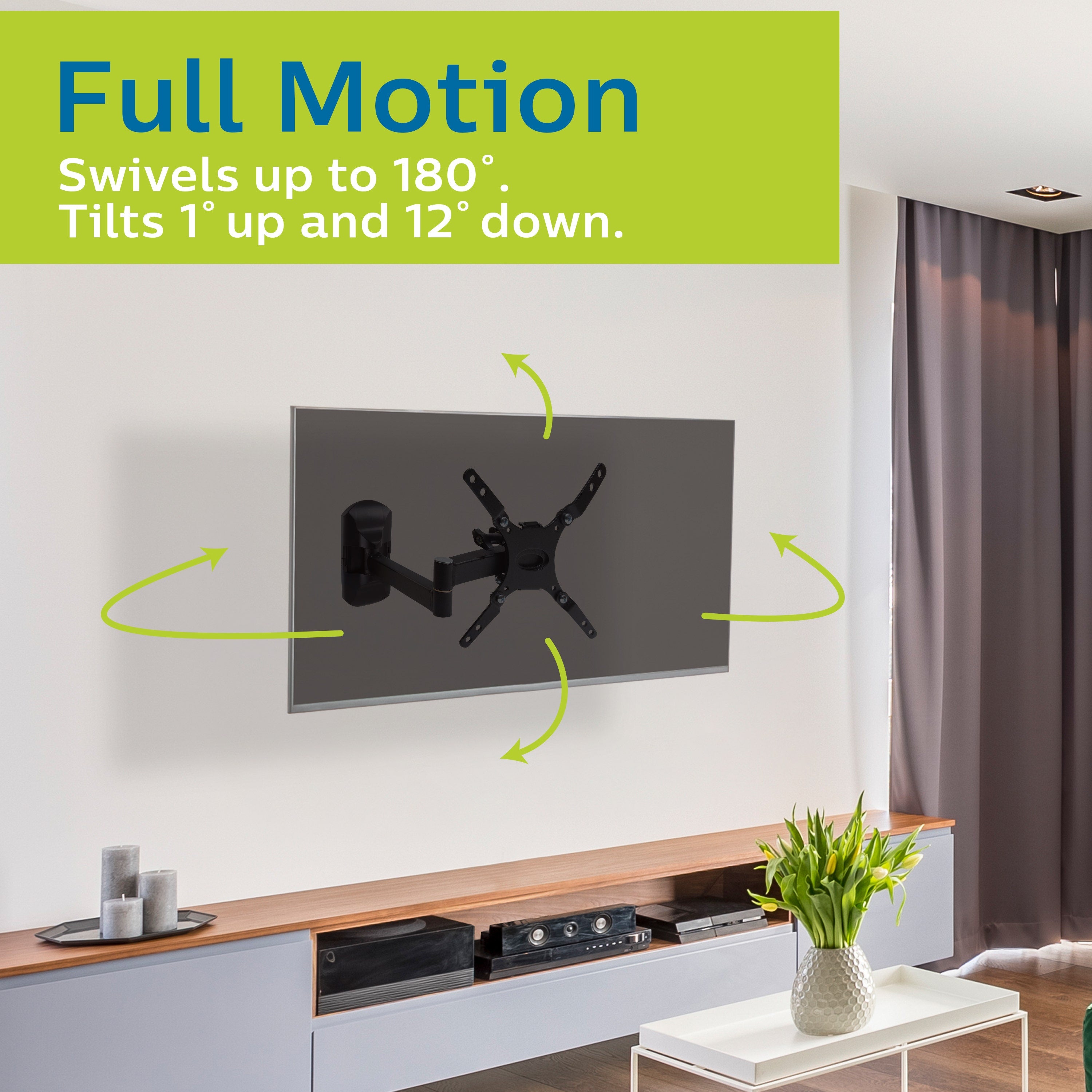 Philips Full-Motion TV Wall Mount, Up to 55in., Black