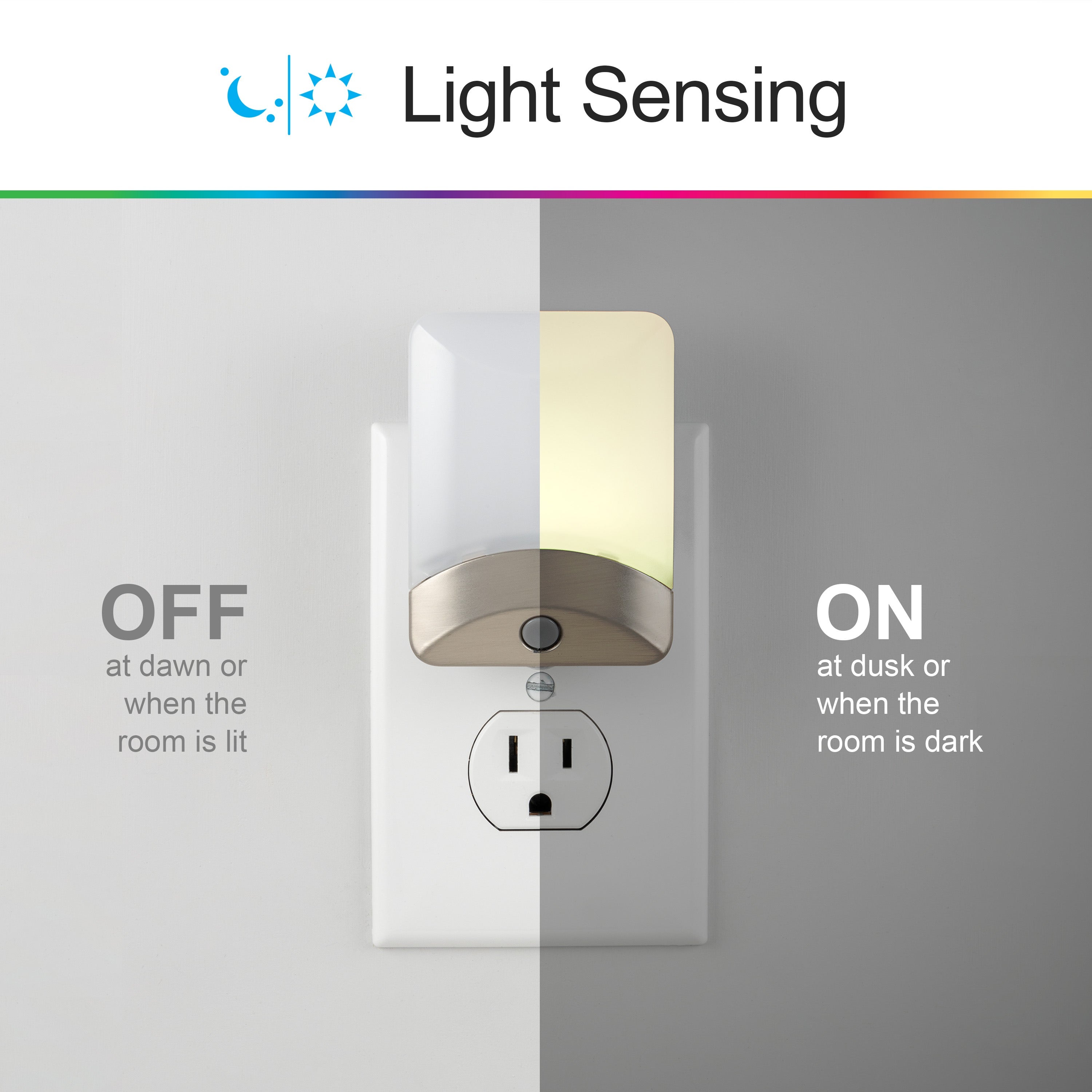 GE Color Changing Light Sensing LED Night Light, Brushed Nickel