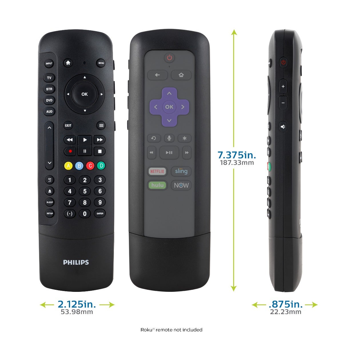 Philips 4-Device Universal Companion Remote for Roku with Flip and Slide Cradle, Black