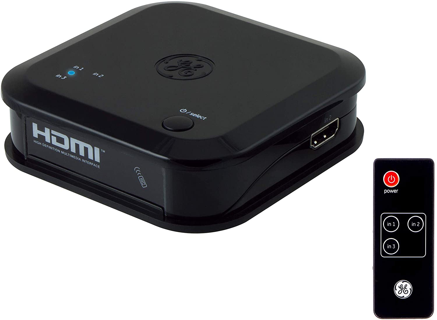 GE 3-Device HDMI Switch with Wireless Remote, Black