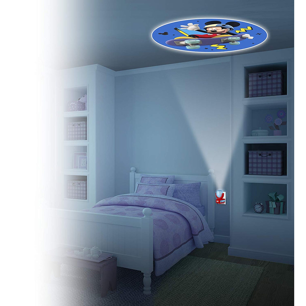Projectables Disney Mickey Mouse & The Roadster Racers Light Sensing 6-Image LED Night Light, Red