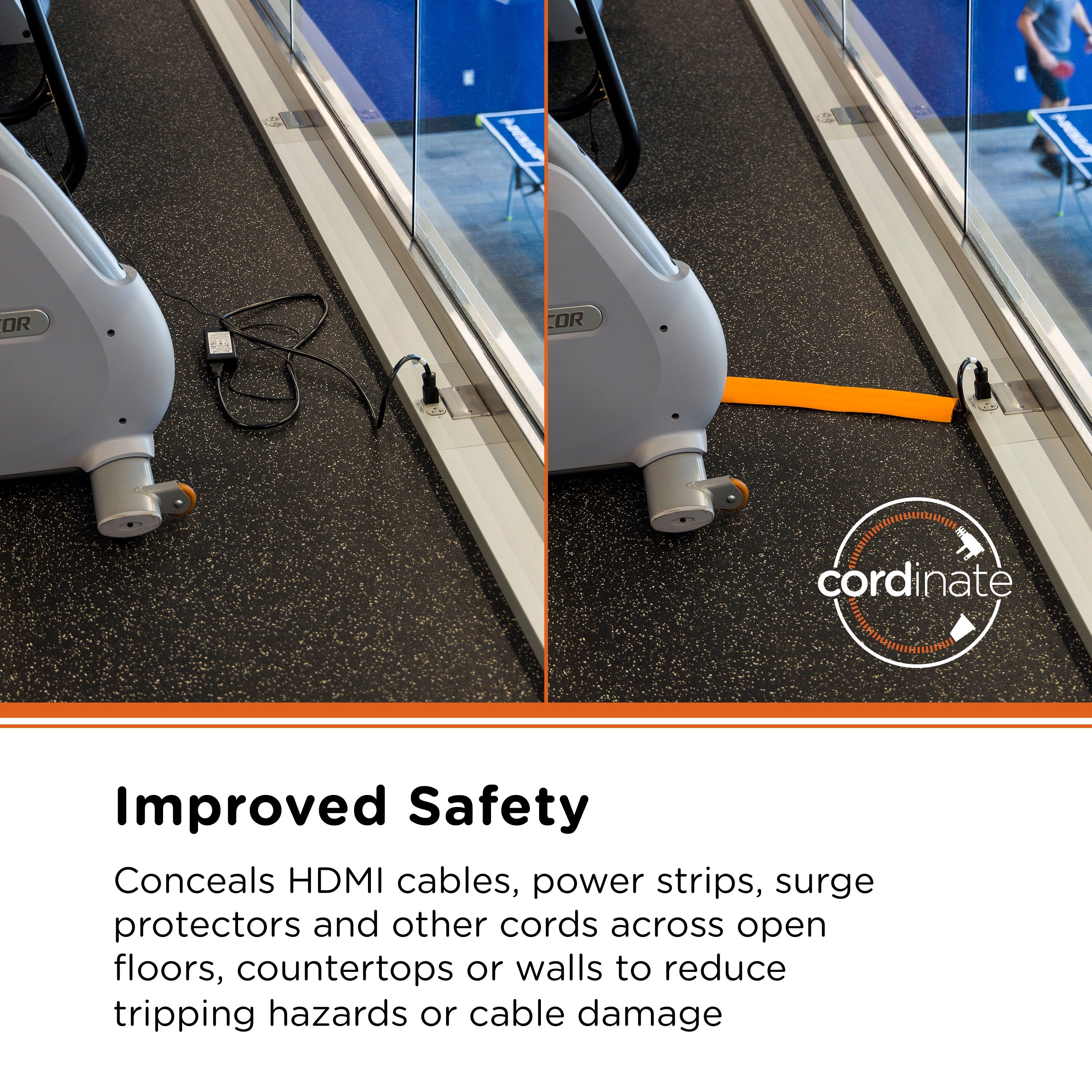Cordinate 10ft. Cable Management Cord Cover, Orange
