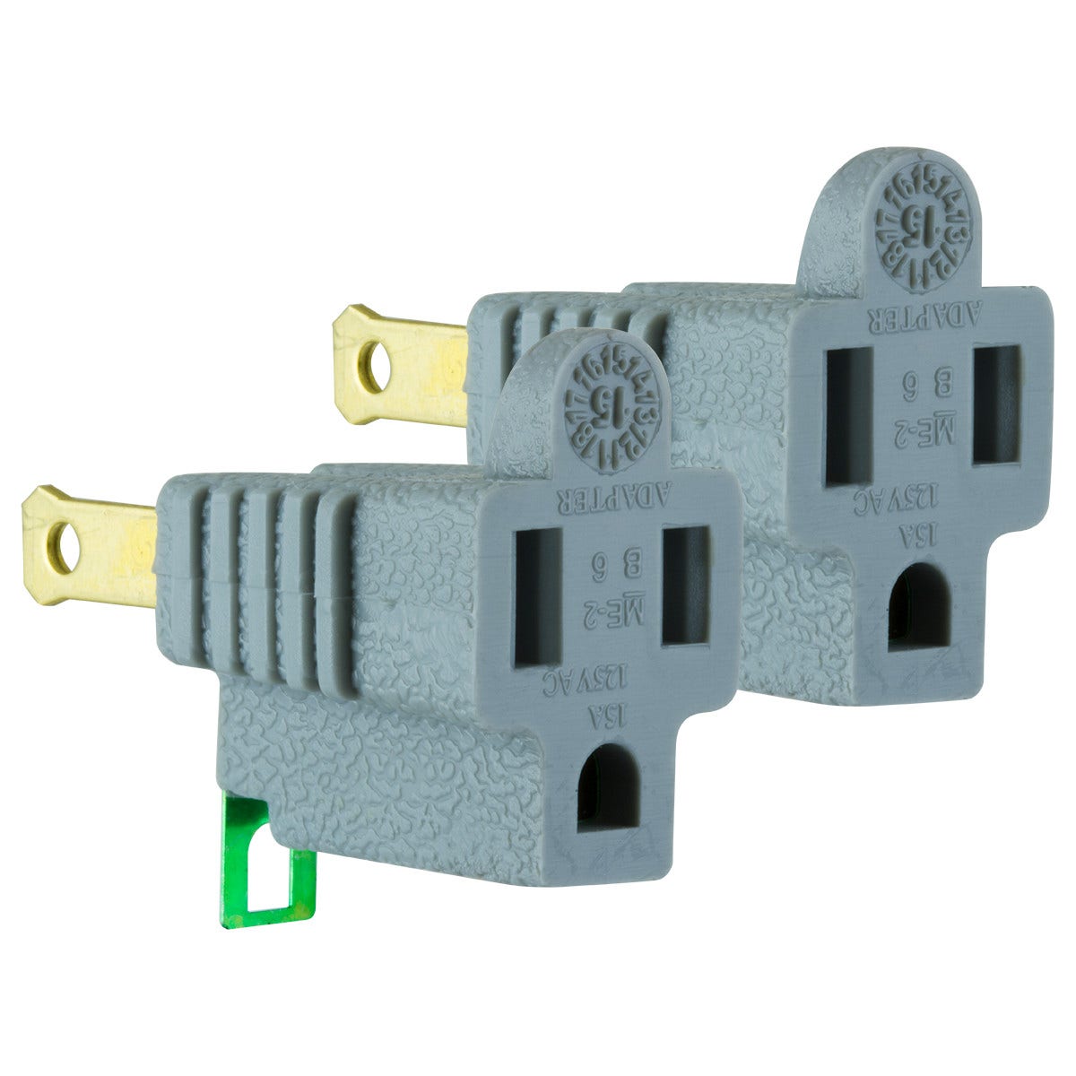 GE Polarized Grounded Adapter, 2 Pack, Gray