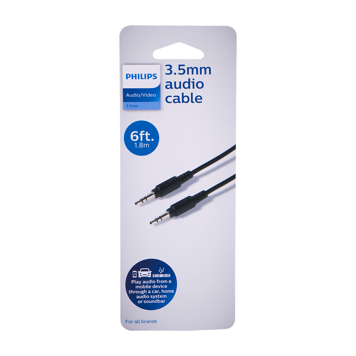 Philips 6ft. 3.5mm Auxiliary Audio Cable, Black