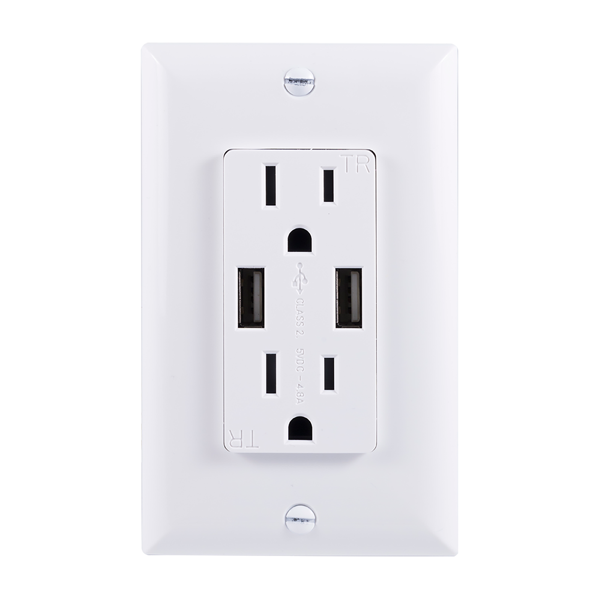 GE UltraPro 2-Outlet 2-USB Tamper Resistant Receptacle, White