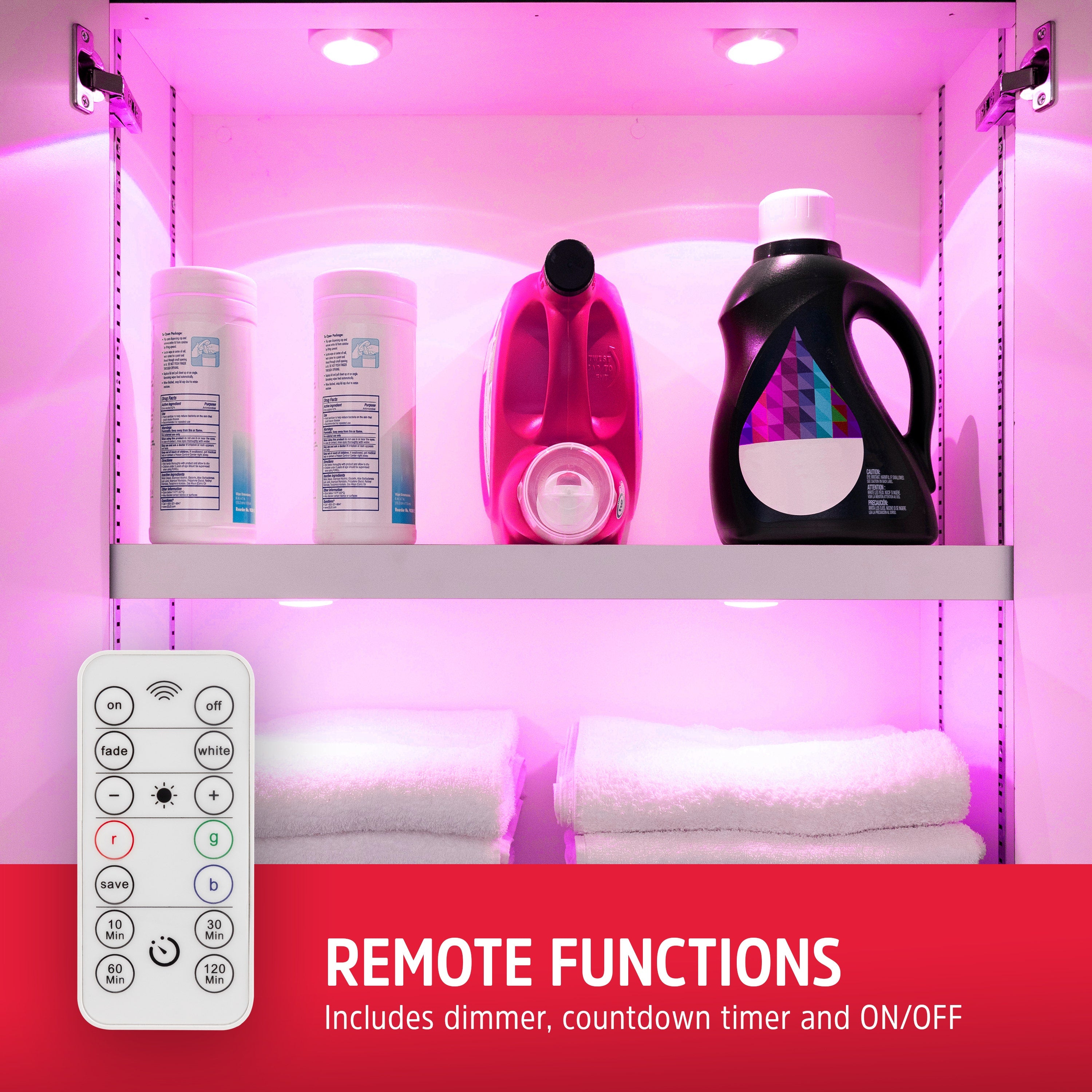 Energizer Battery Operated Color-Changing Dimmable LED Puck Light with Remote, 6 Pack, White