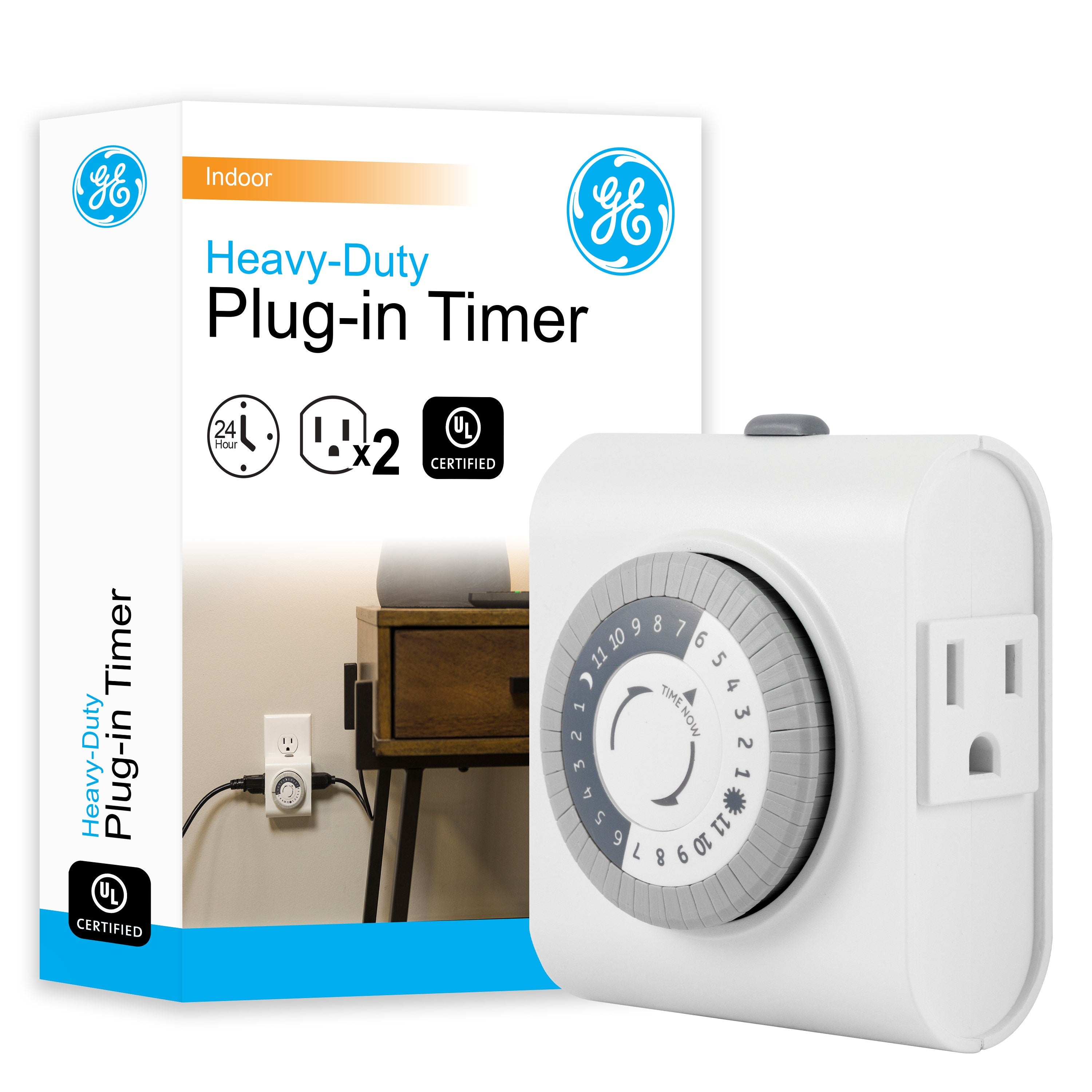 GE Indoor Plug-In 24-Hour Mechanical Timer, White