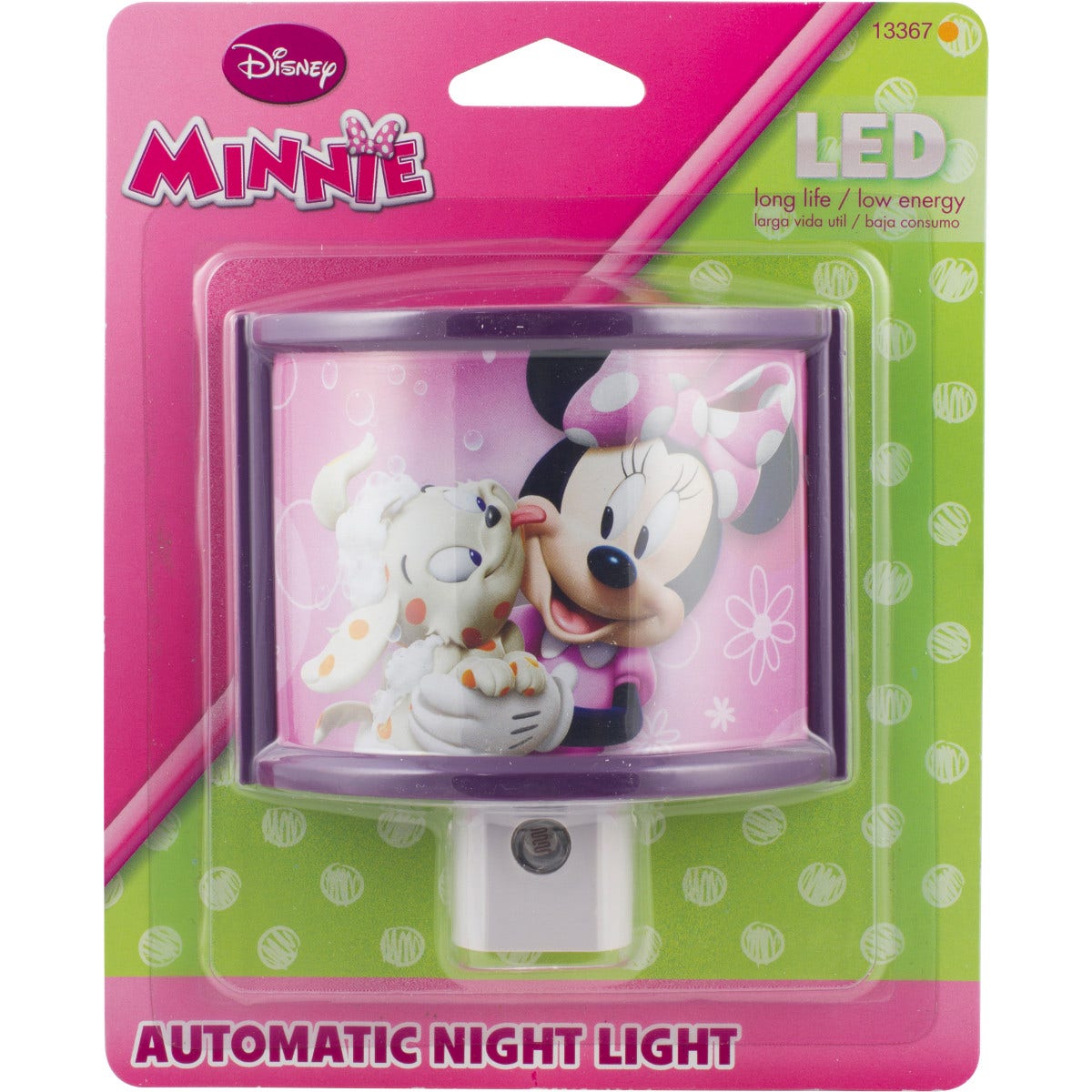 Disney Minnie Mouse Light Sensing LED Night Light, Purple