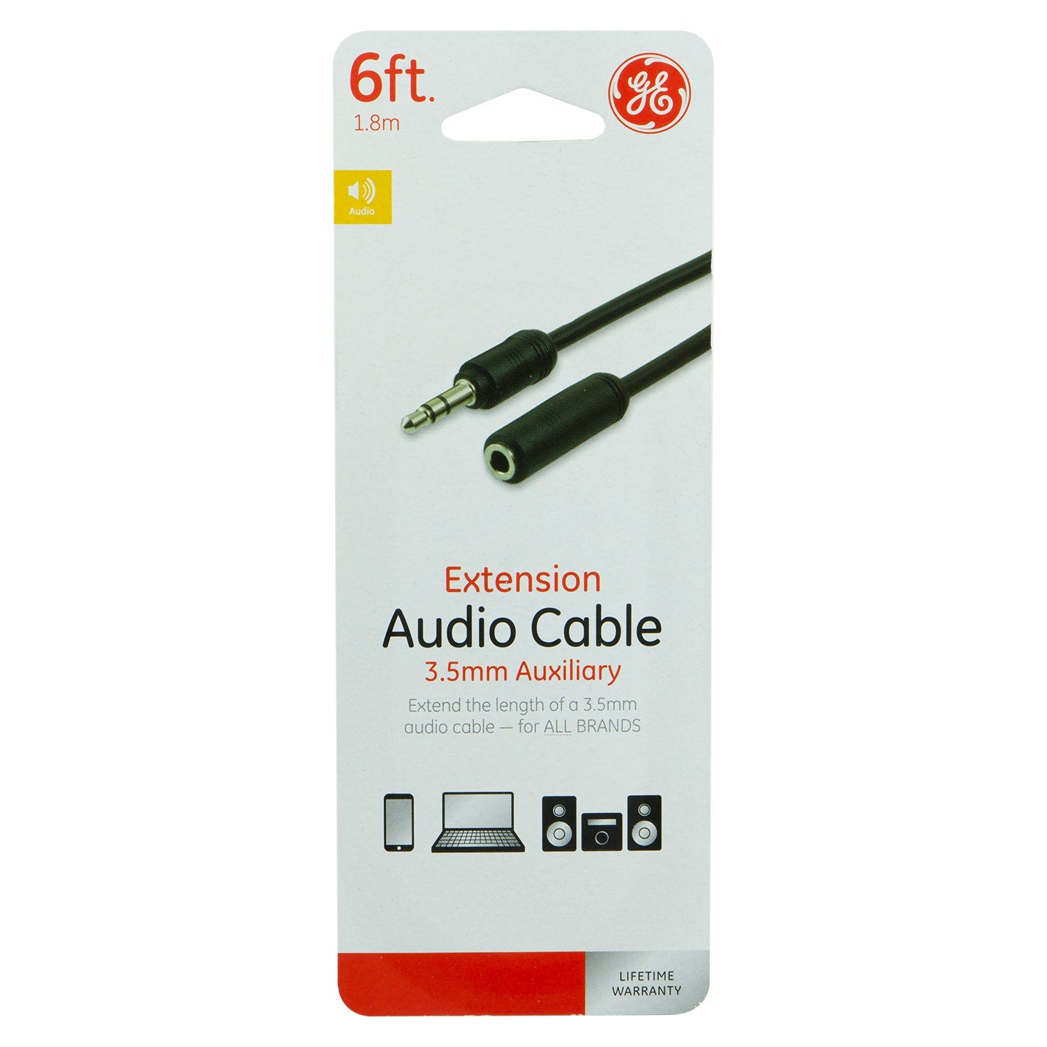 GE 6ft. 3.5mm Auxiliary Audio Extension Cable, Black