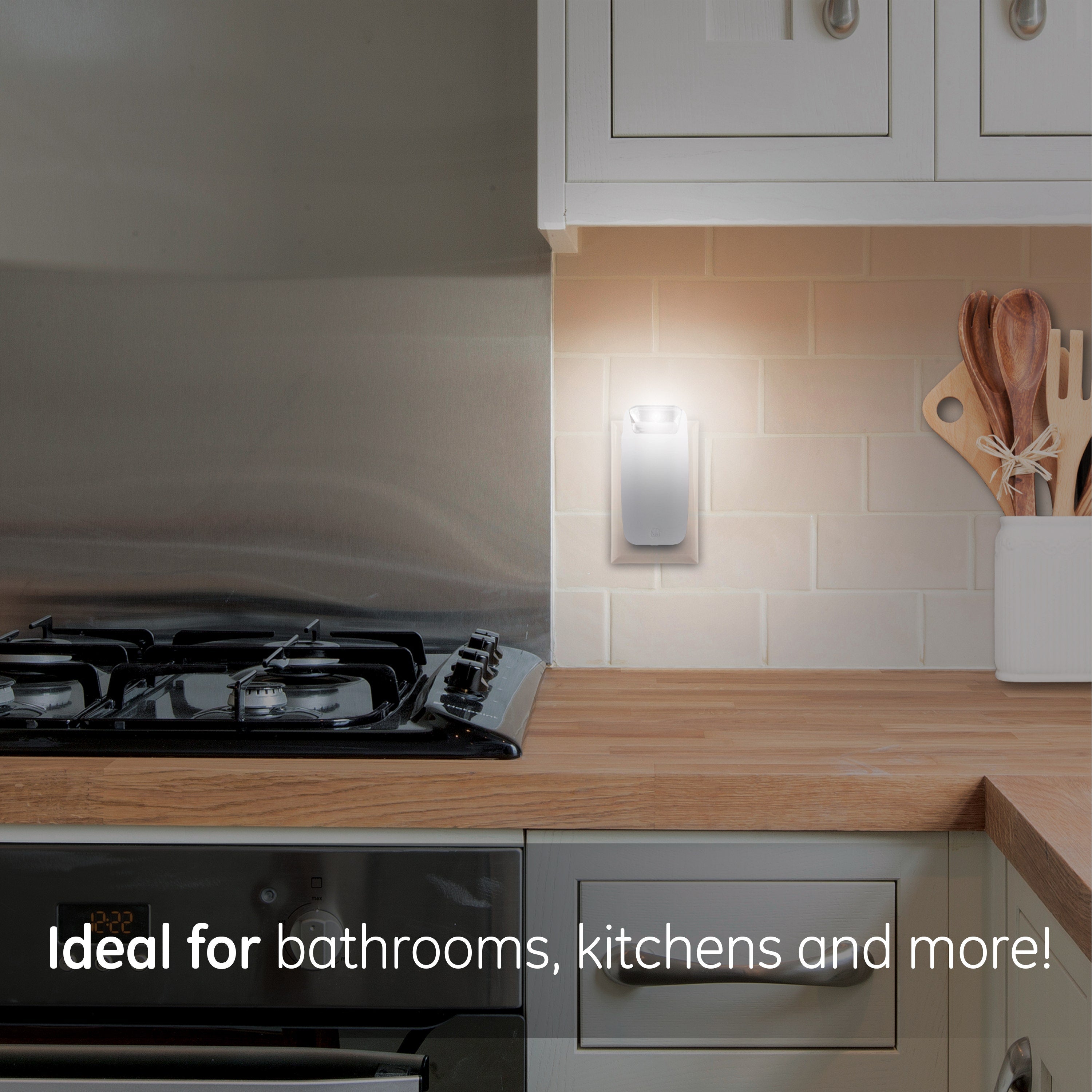 GE 4-in-1 Rechargeable Power Failure LED Night Light, White, 2 Pack