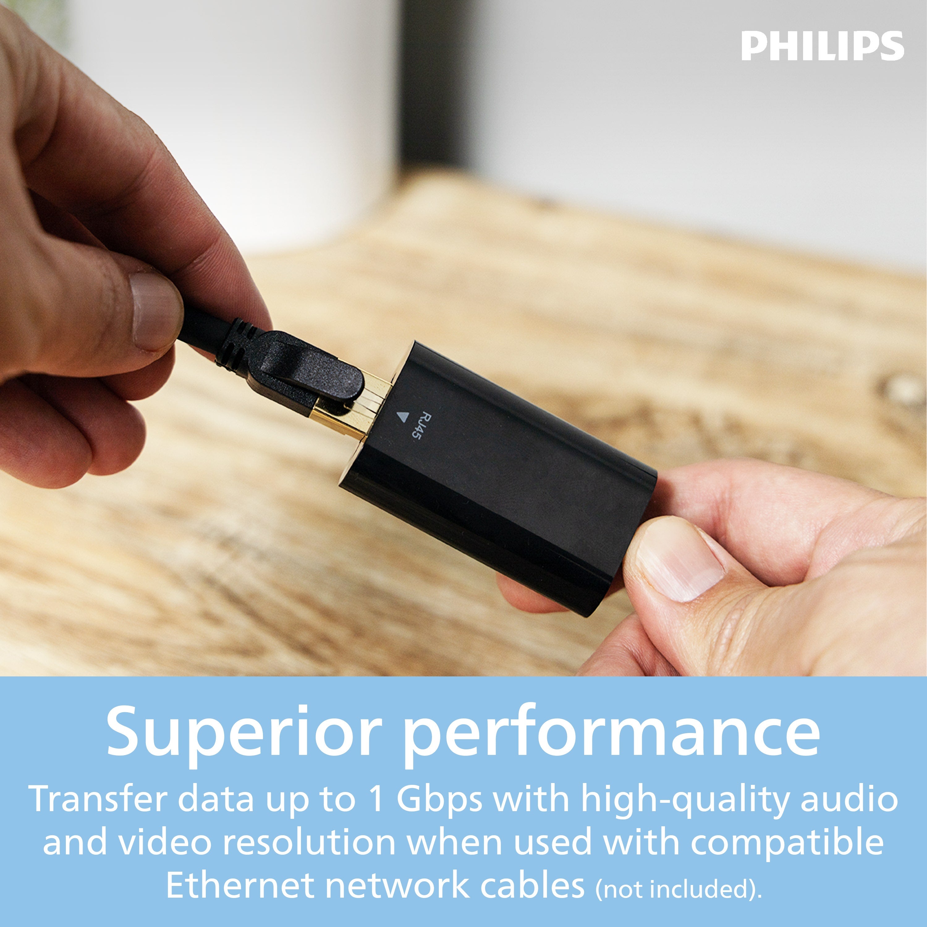 Philips USB-C to Ethernet Adapter, Black