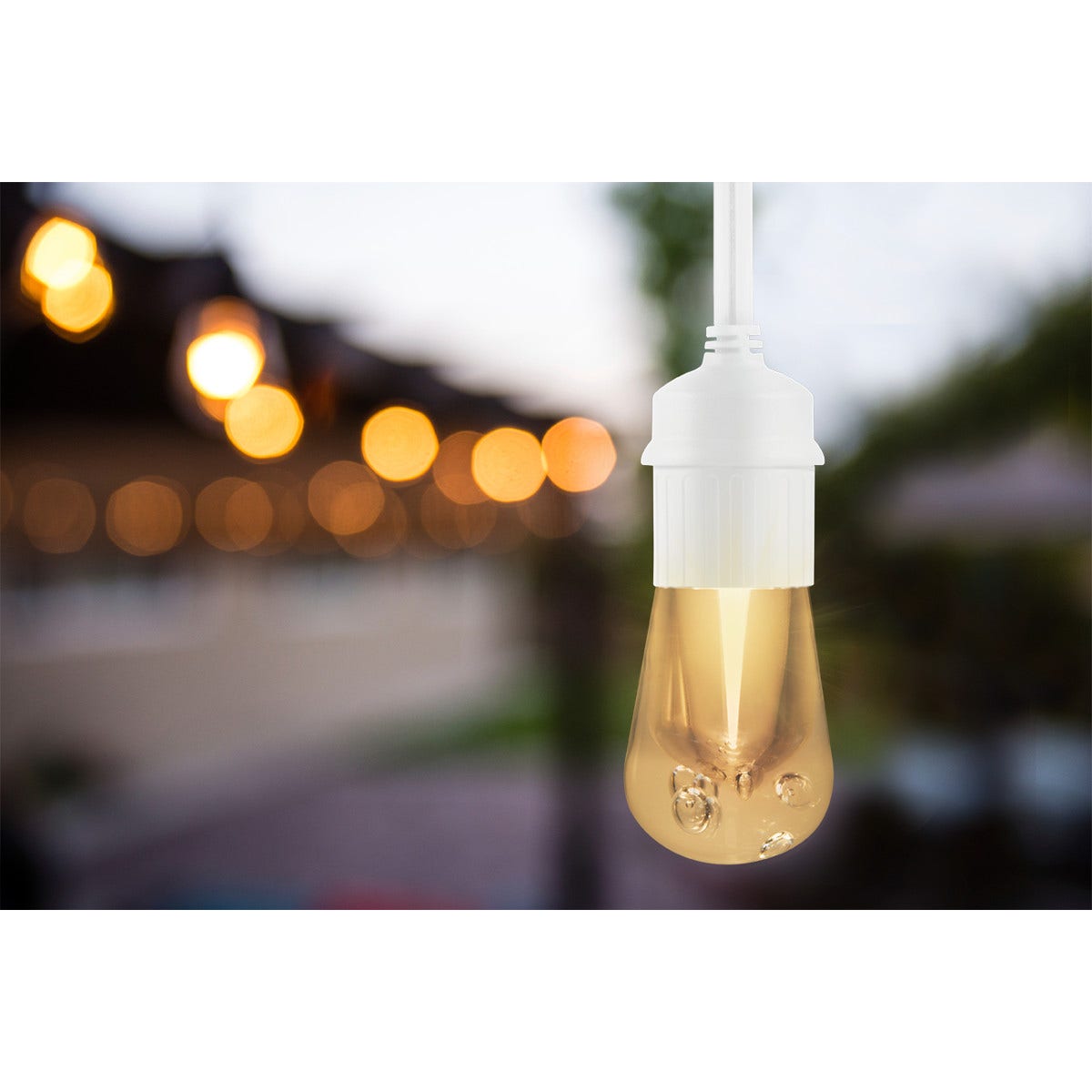 Enbrighten Vintage LED Cafe Lights, 12 Bulbs, 24ft. White Cord