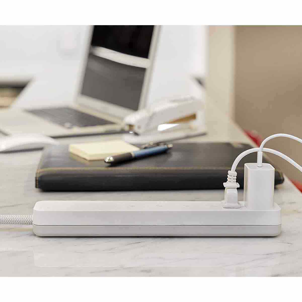 GE UltraPro 6-Outlet 2ft. Surge Protector with Braided Cord, White