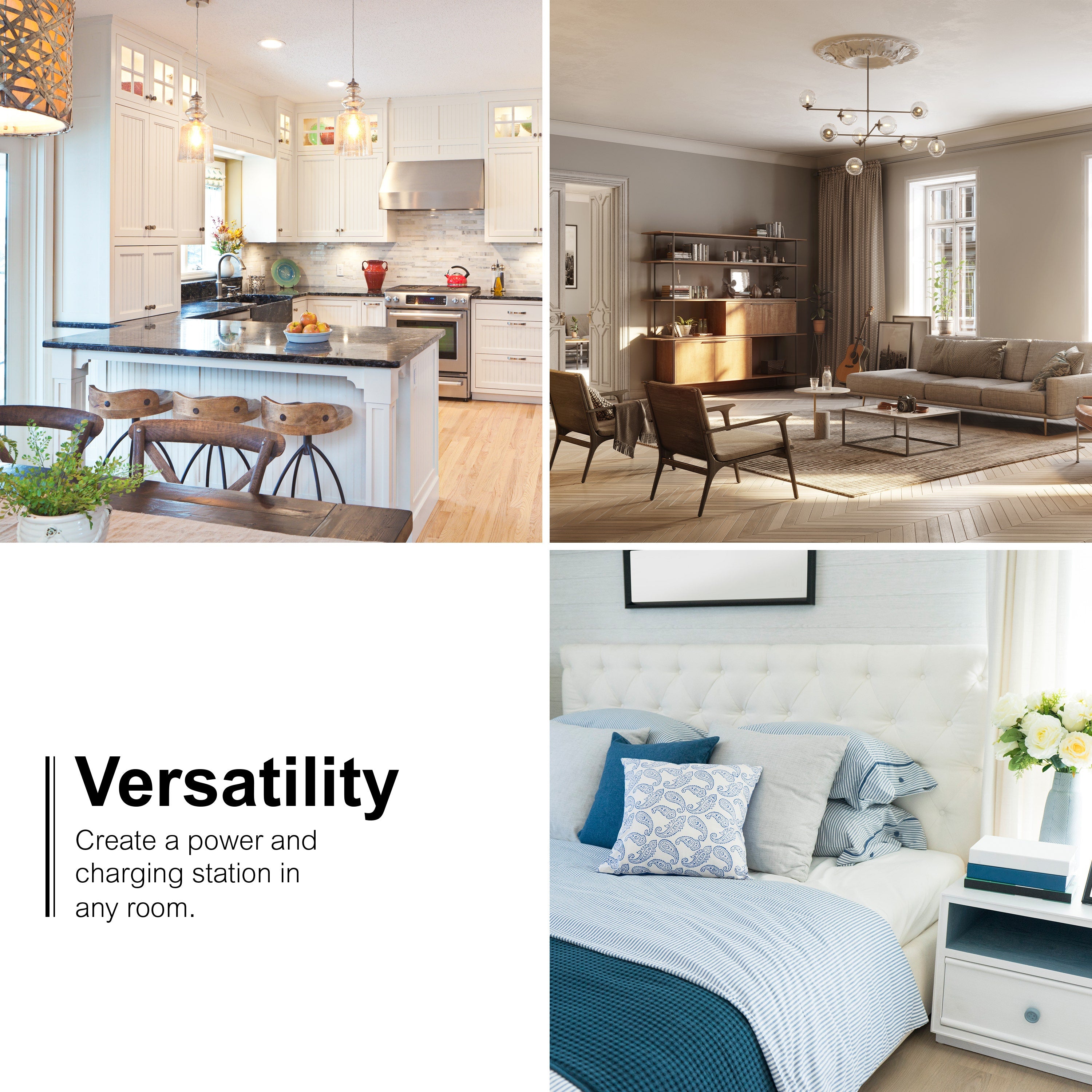 GE UltraPro 3-USB Wall Charger with Foldable Plug, White