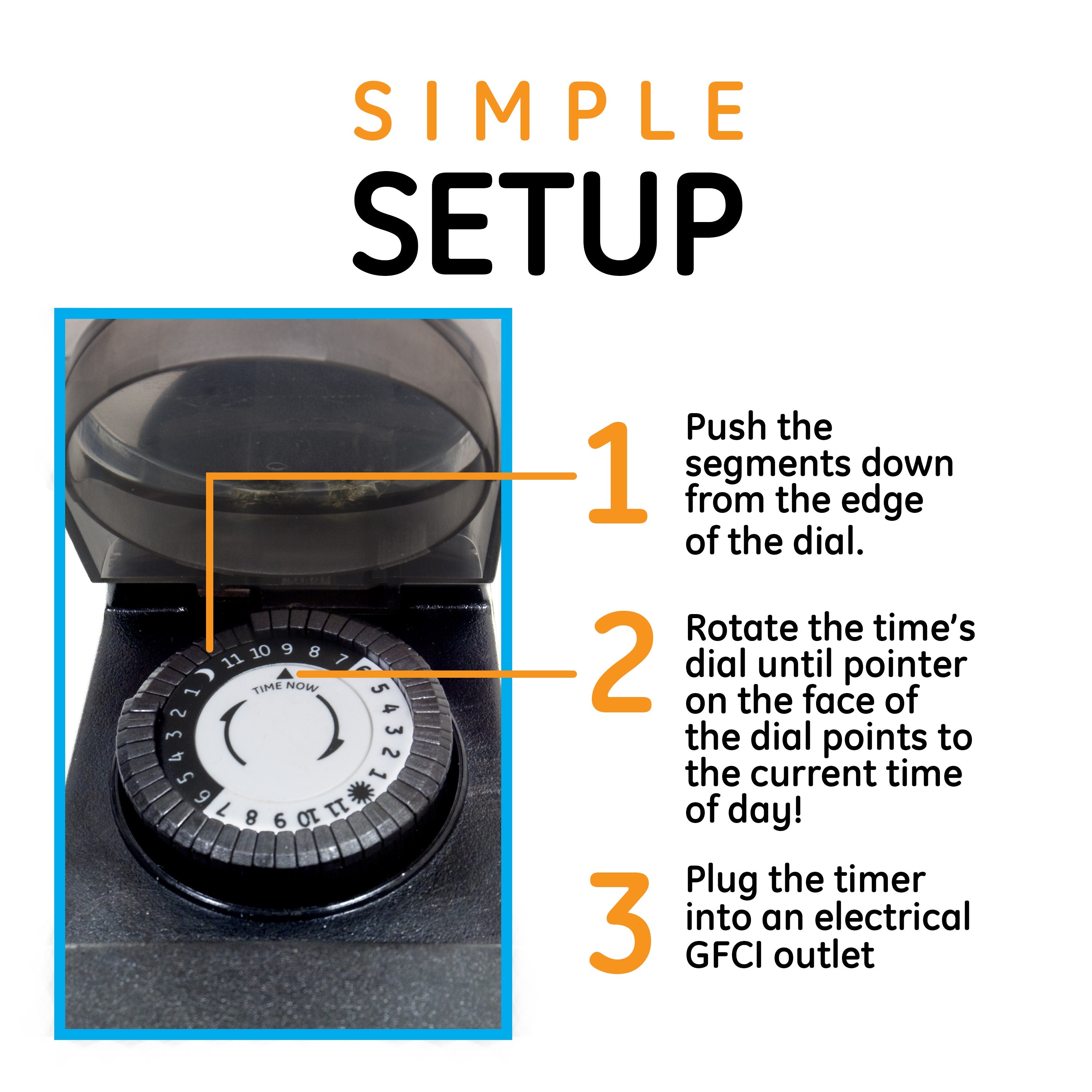 GE Indoor/Outdoor 24-Hour Programmable Mechanical Timer, 2 Pack, Black