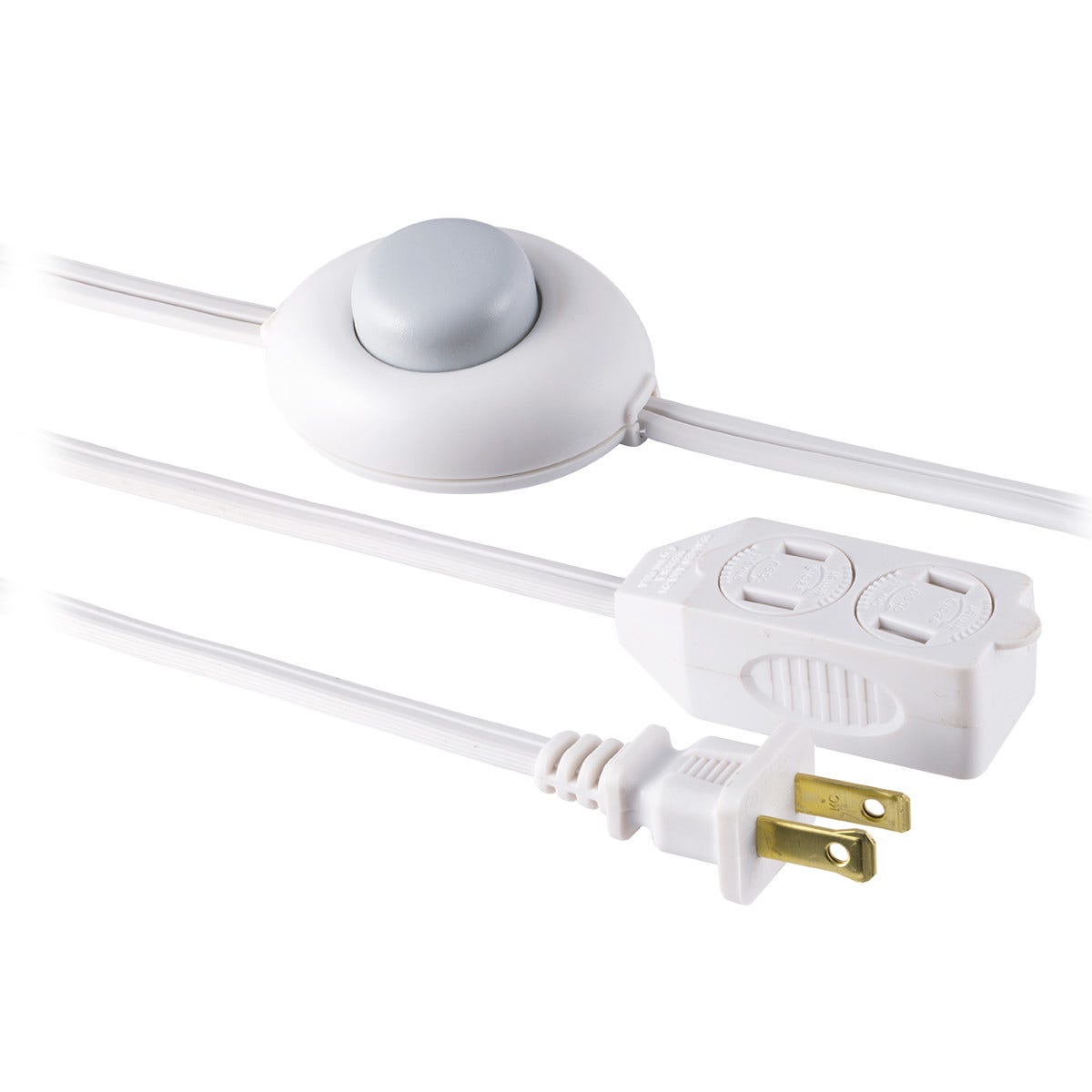 GE 3-Outlet 12ft. Extension Cord with On/Off Switch, White