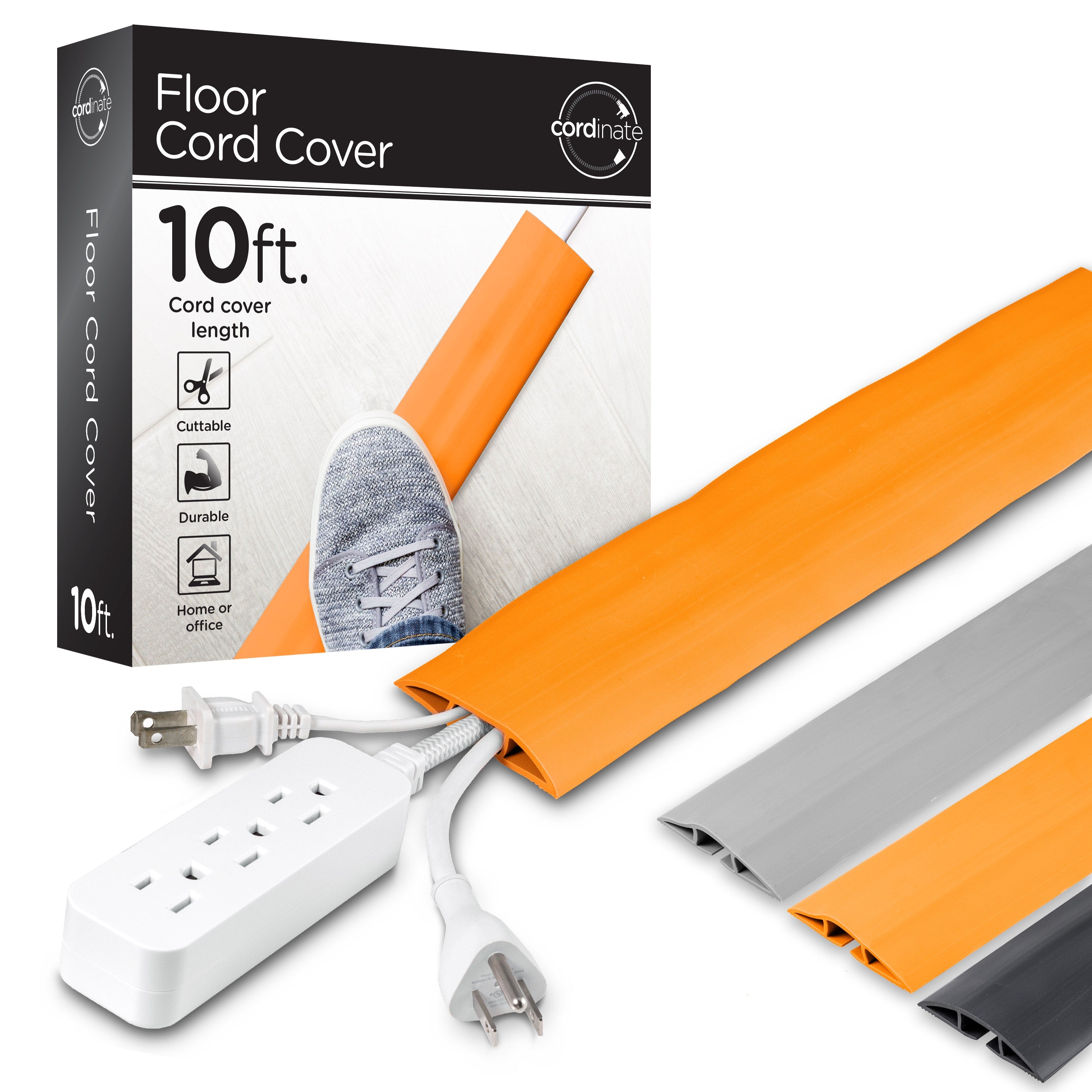 Cordinate 10ft. Cable Management Cord Cover, Orange