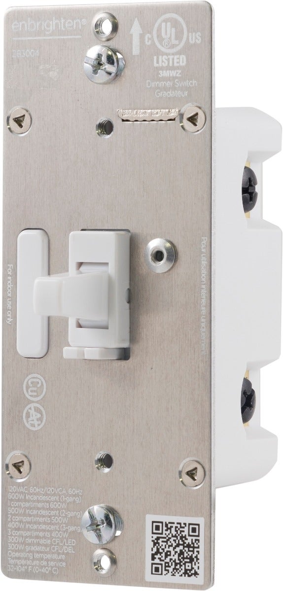 Enbrighten Zigbee In-Wall Smart Toggle Dimmer with QuickFit™ and SimpleWire™, White