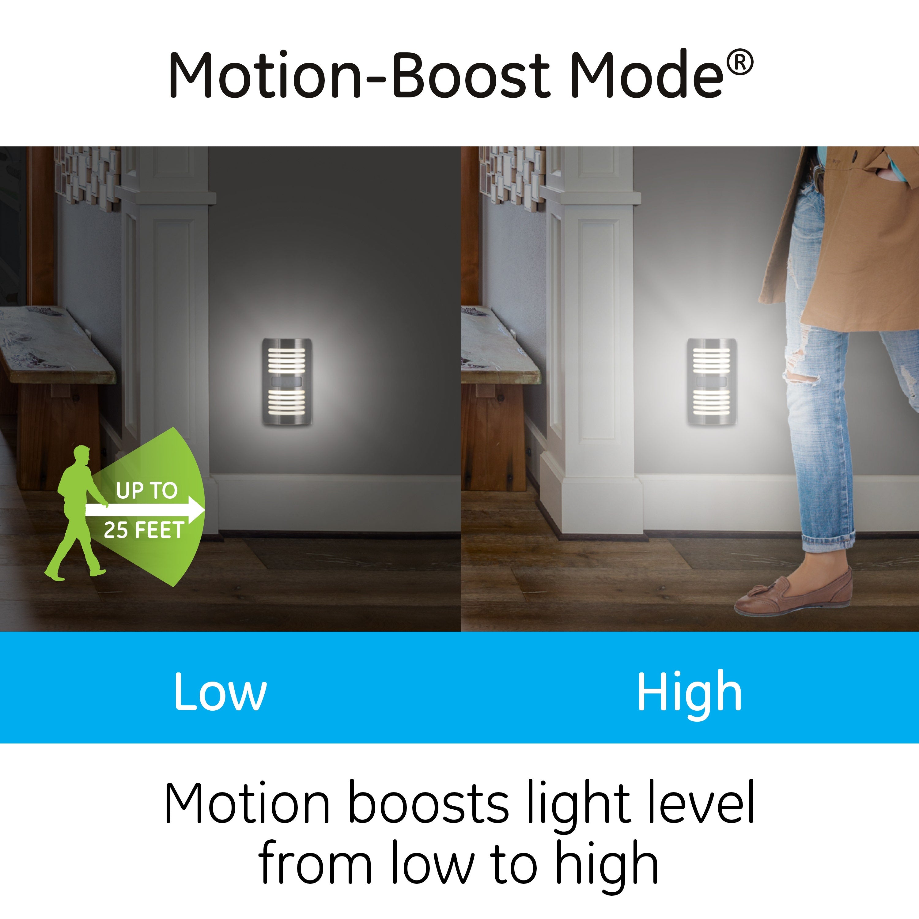 GE Enbrighten Motion-Select LED Night Light, Brushed Nickel