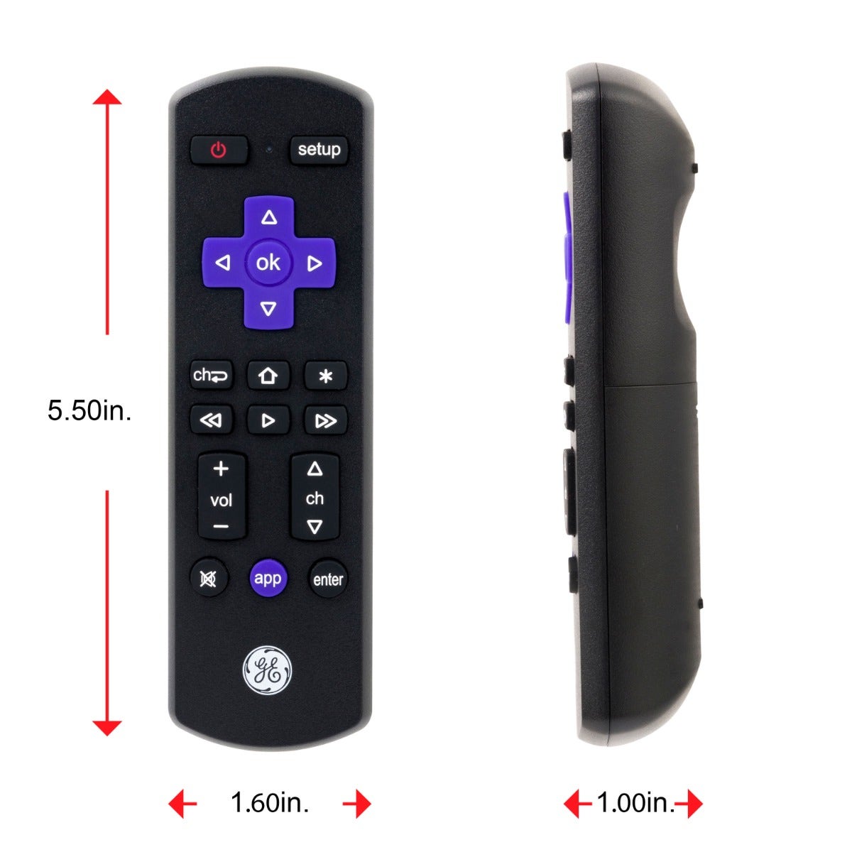 GE Roku TV Replacement Remote, Black