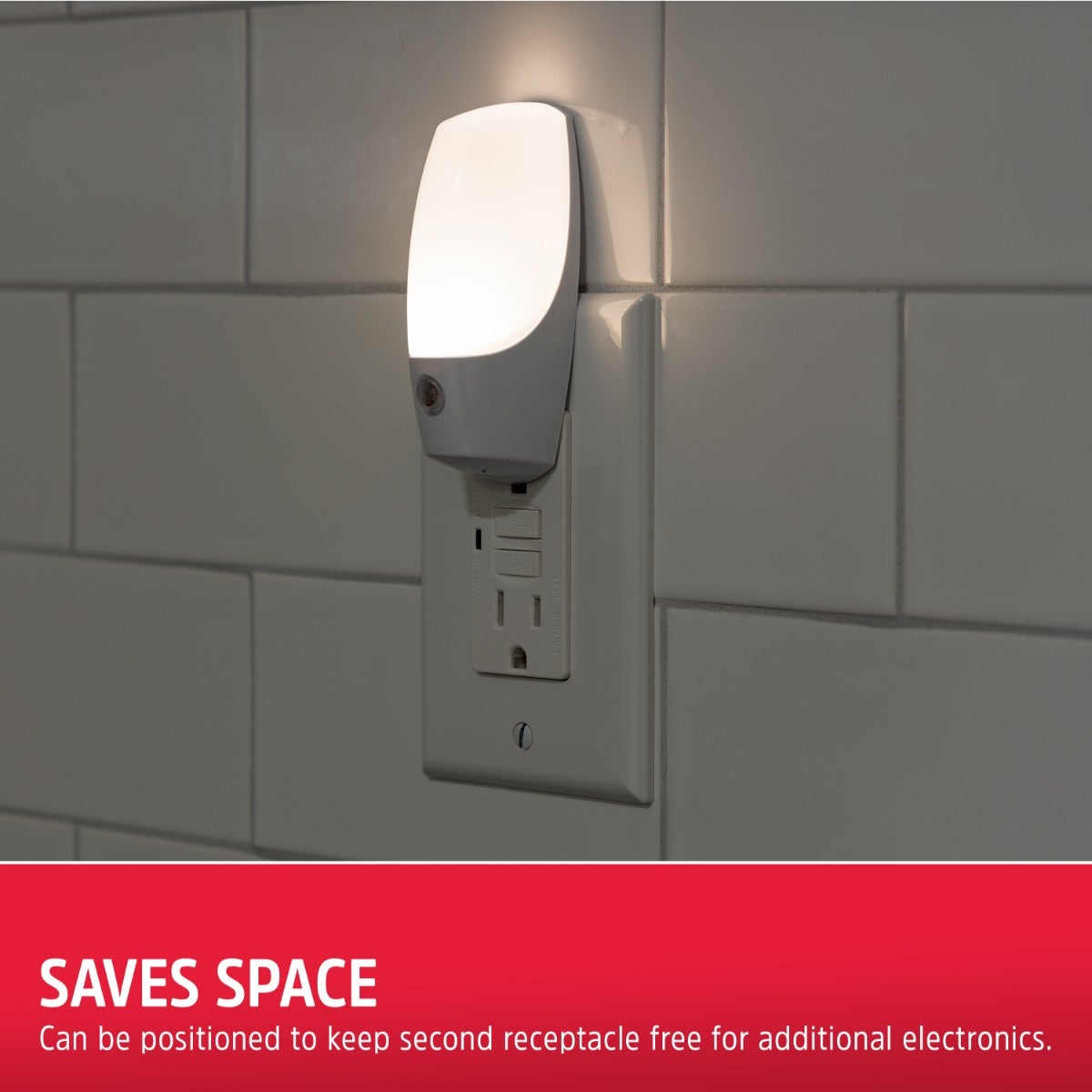 Energizer Plug-In Light Sensing LED Night Light, White