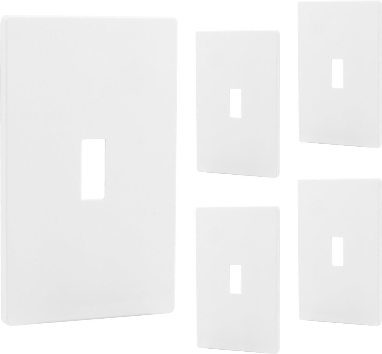 Power Gear Single Toggle Screwless Wall Plate, White, 5 Pack