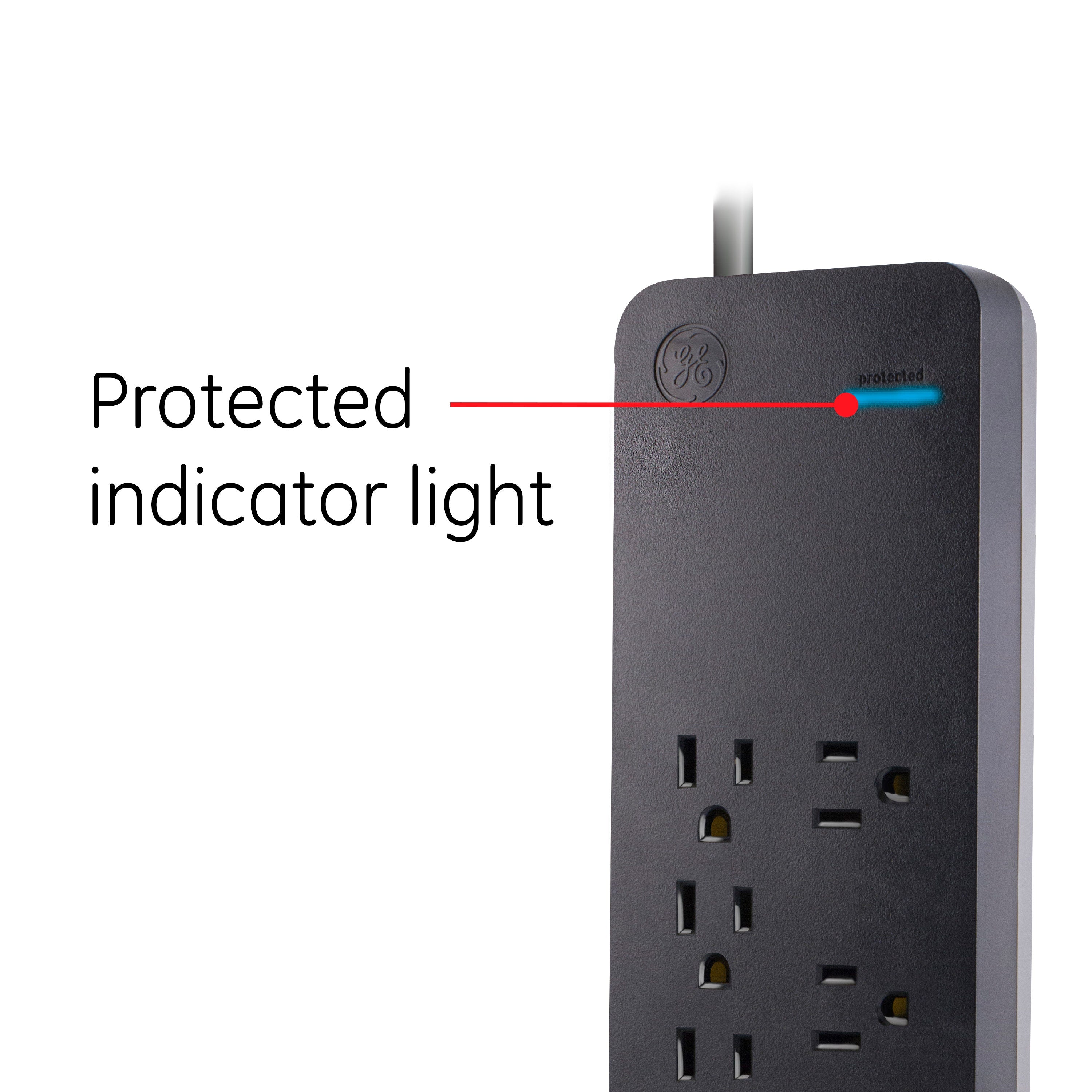 GE 8-Outlet 8ft. Surge Protector, Black