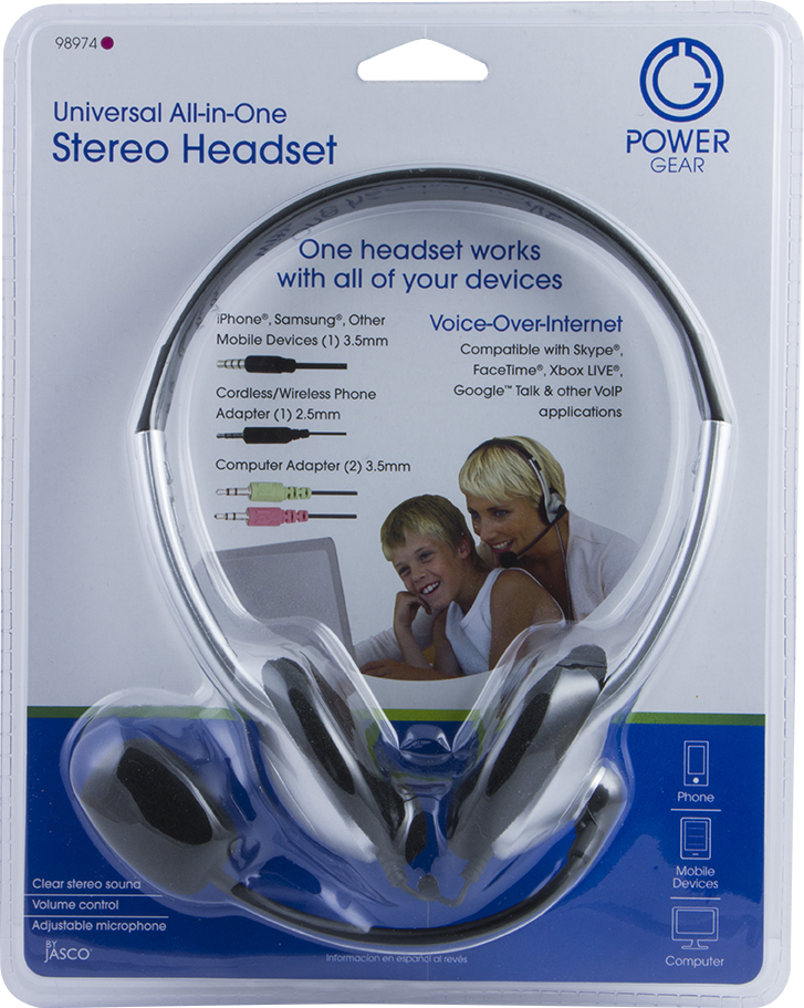 Power Gear Universal All-in-One Stereo Headset, Gray