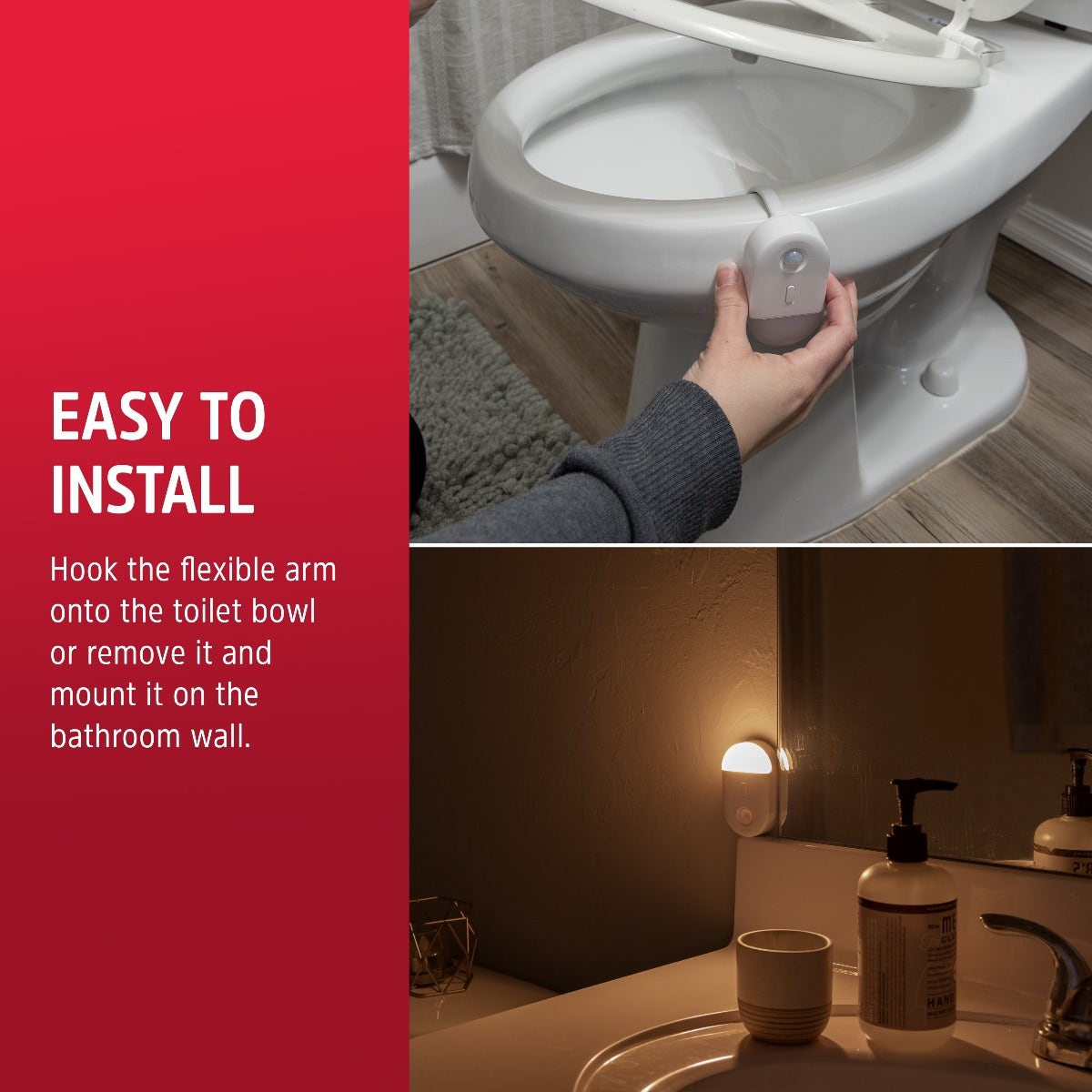 Energizer Color Changing Motion Sensing LED Toilet Clip Light, White