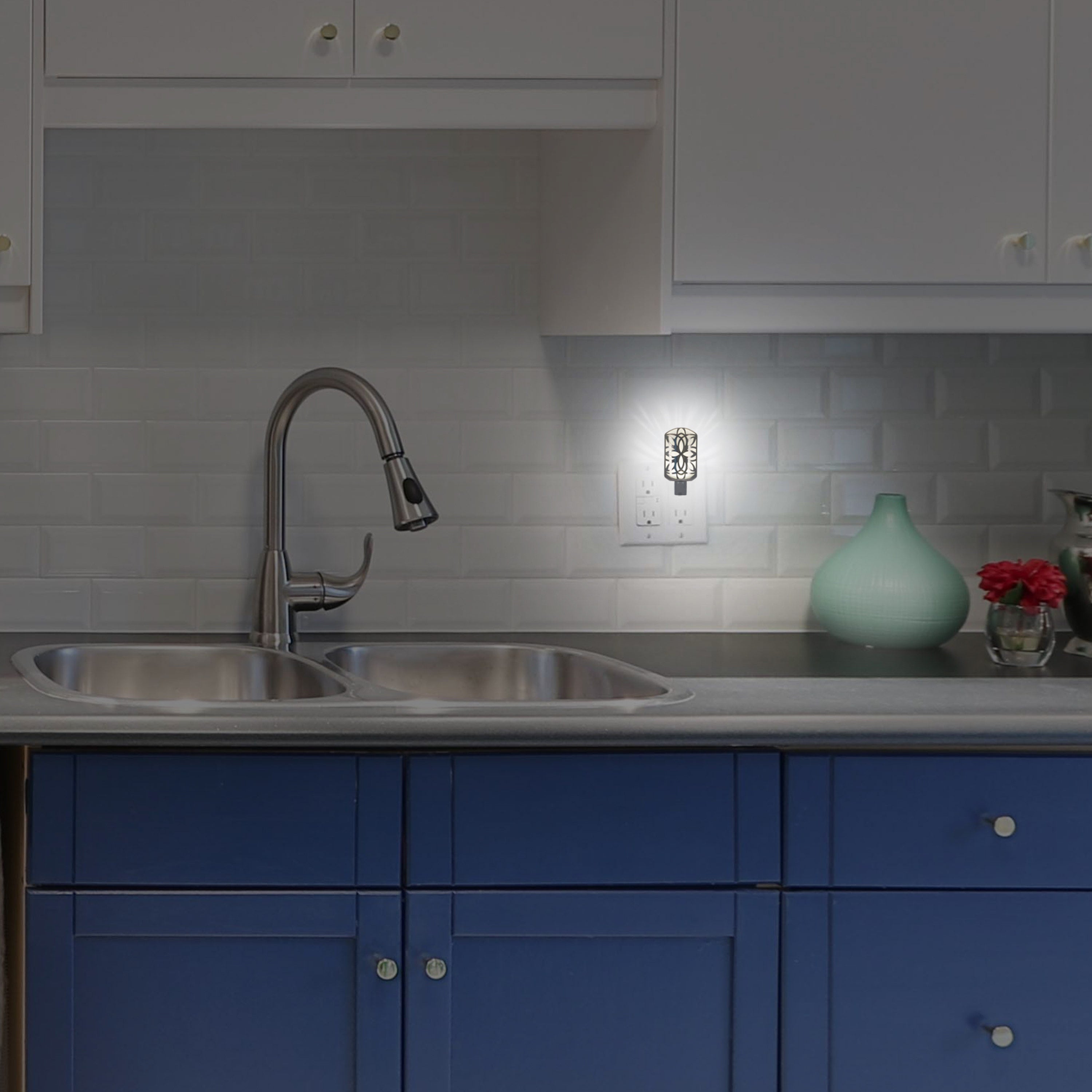 GE Light Sensing LED Night Light, Brushed Nickel