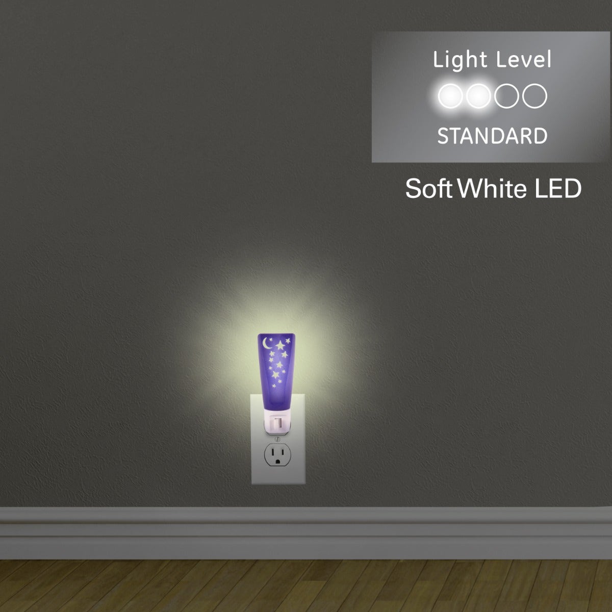 Lights by Night Moon and Stars Manual On/Off LED Night Light, Blue
