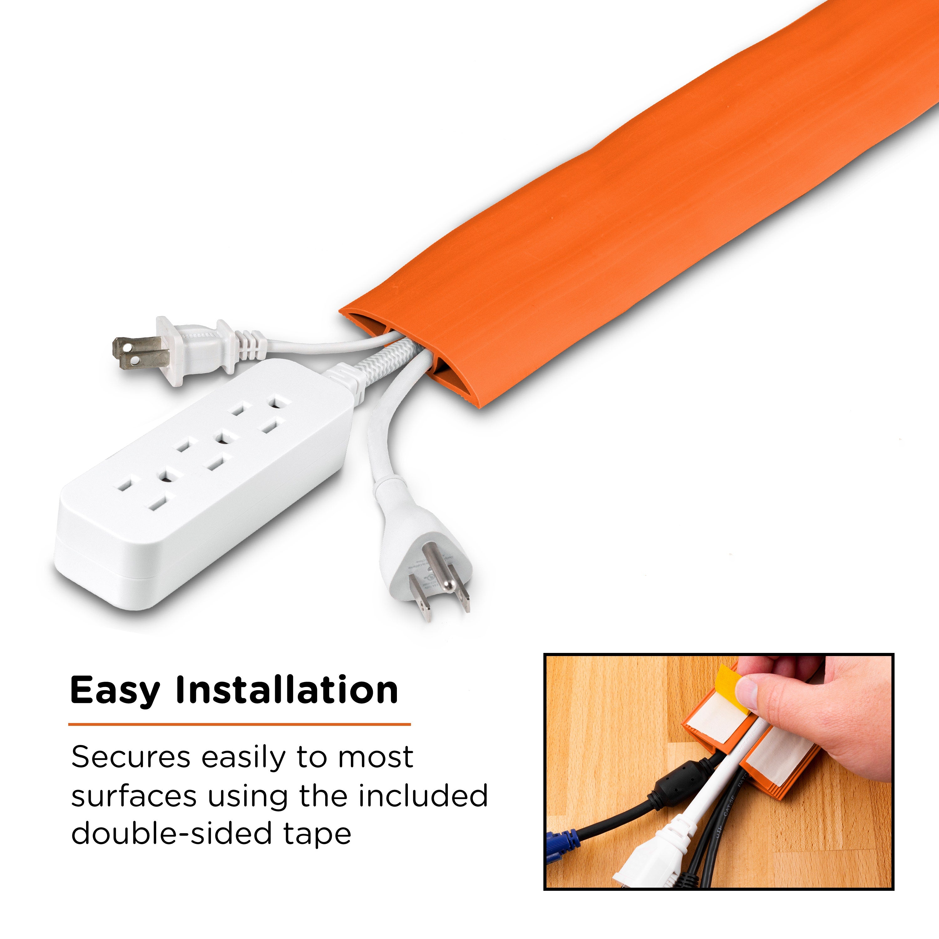 Cordinate 6ft. Cable Management Cord Cover, Orange