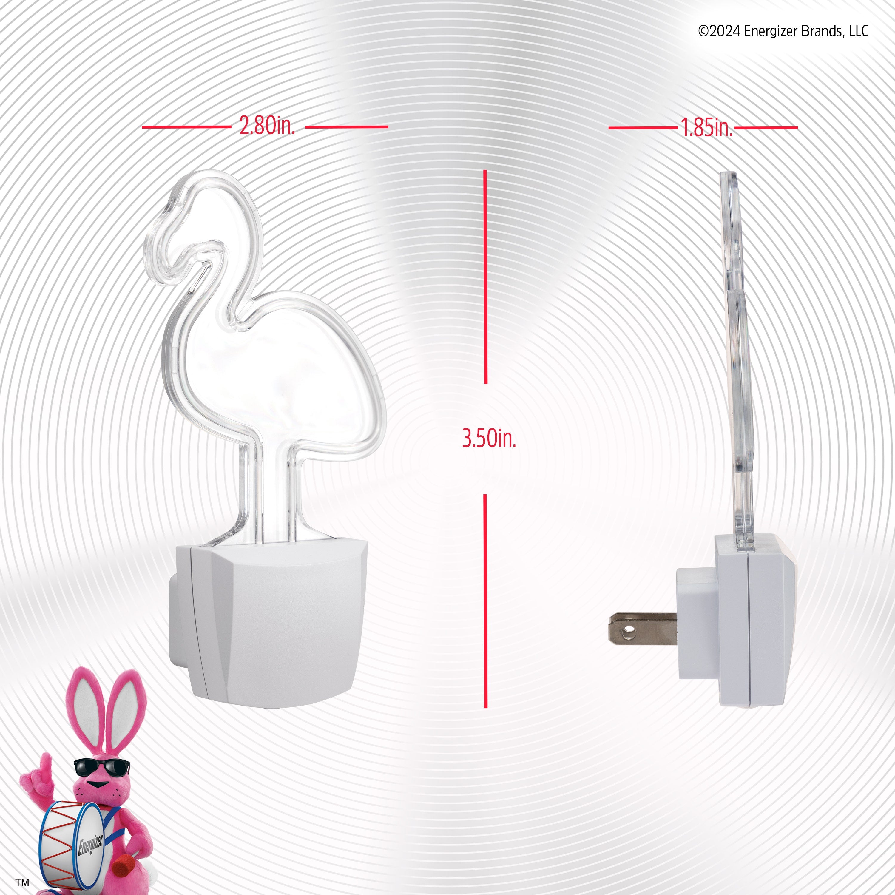 Energizer Flamingo Plug-In Light Sensing LED Night Light, Neon Pink